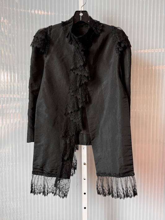 Victorian Black Beaded & Lace Trim Cape