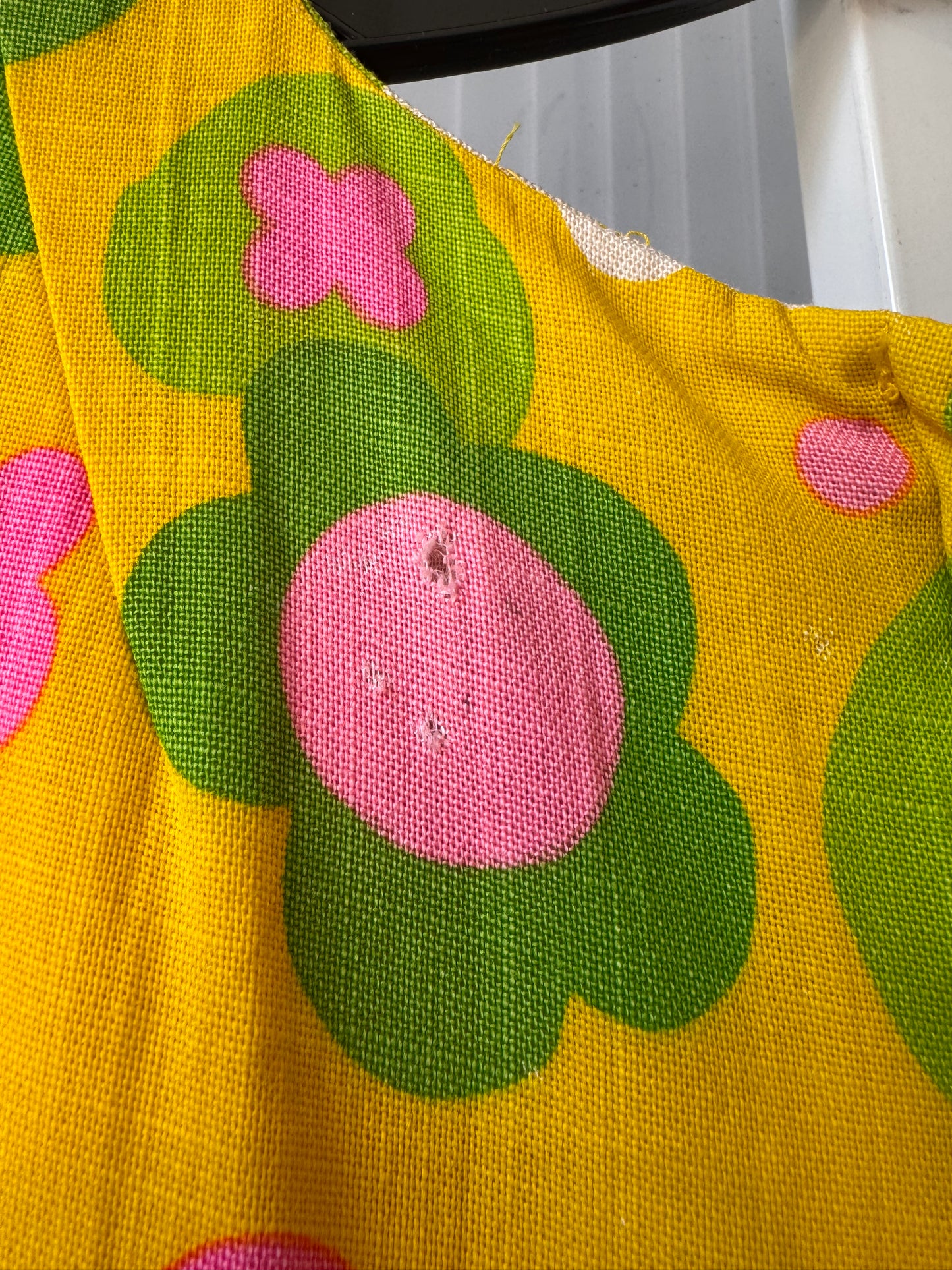 1960s Yellow Pink & Green Flower Power Dress