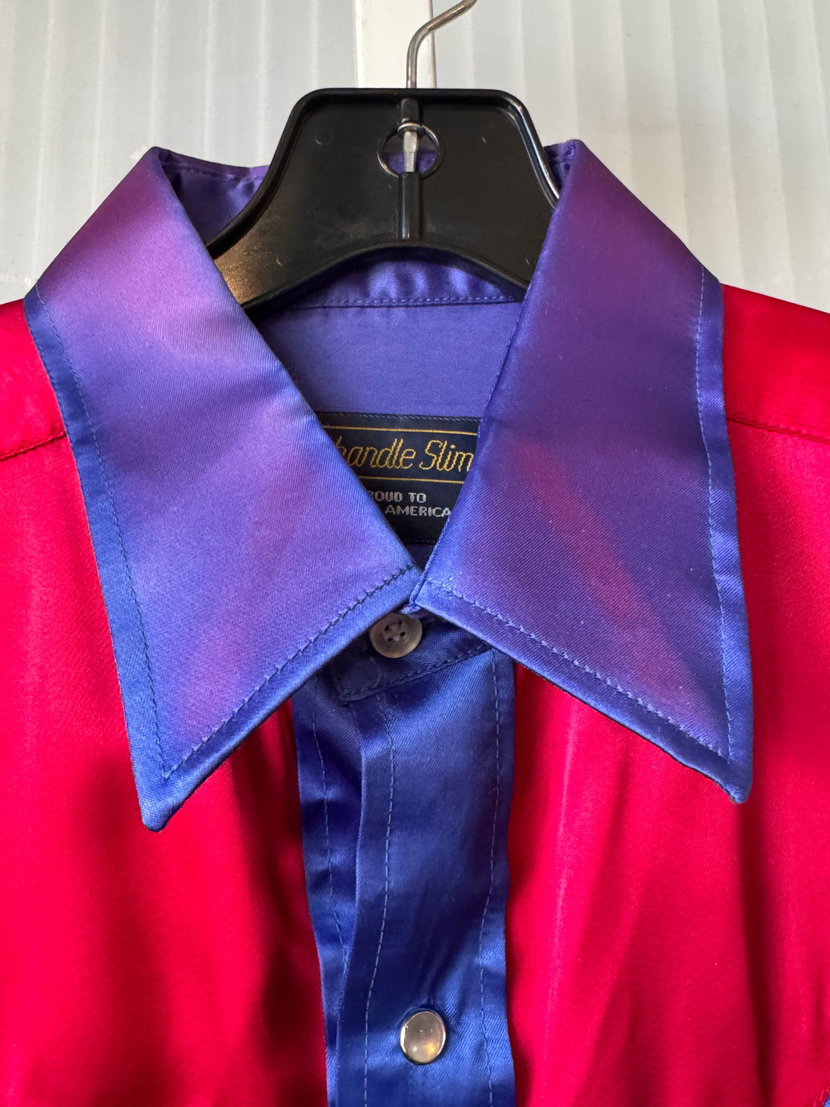 1980s Red White & Blue Satin Western Pearl-Snap Shirt