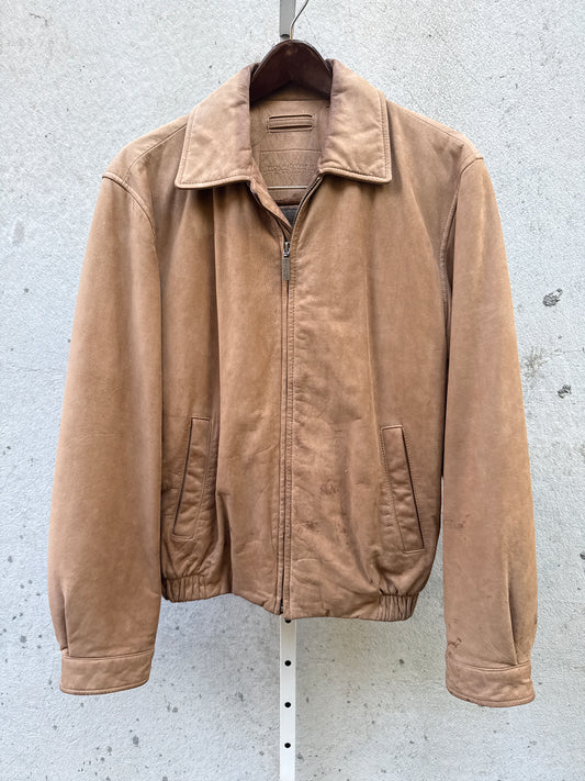 1990s Tan Suede Bomber Jacket
