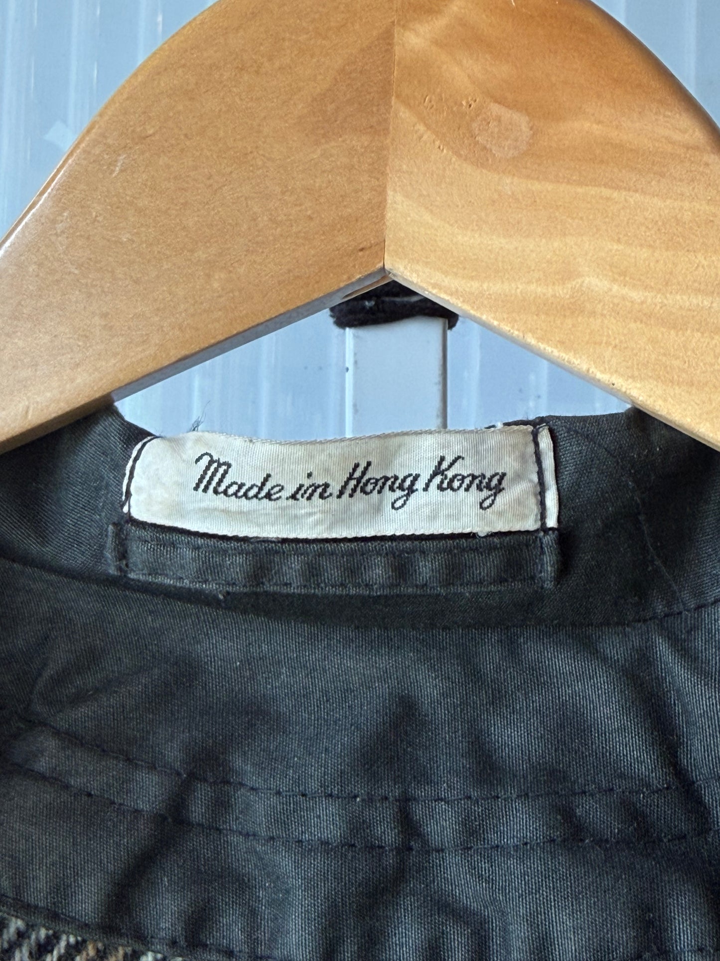 1960s Black Trench Coat w/ Plaid Tweed Lining