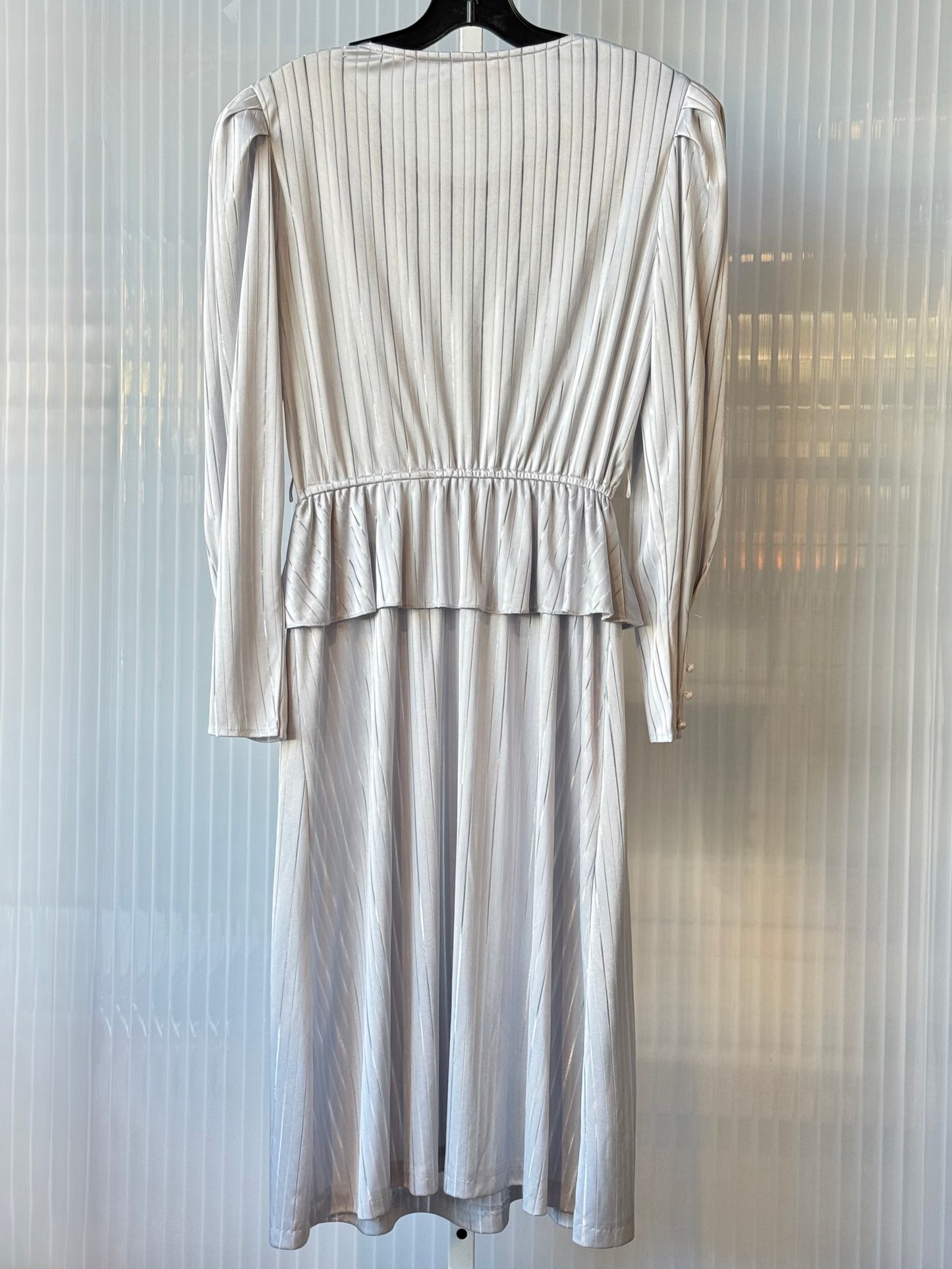 1970s Blue Striped Dress with Peplum