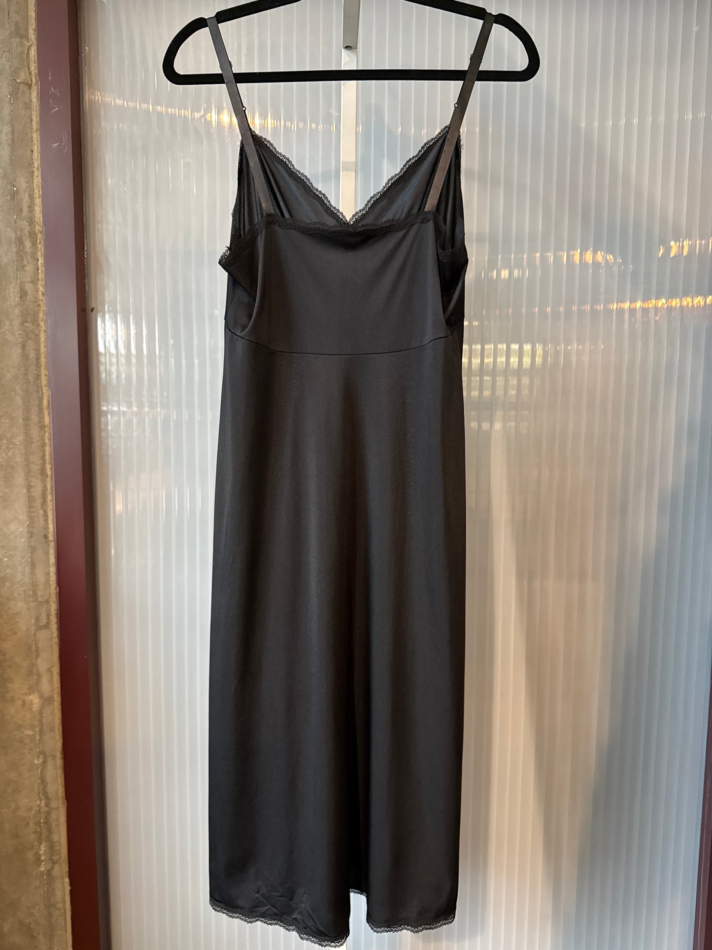 1970s Black Slip with Lace Trims