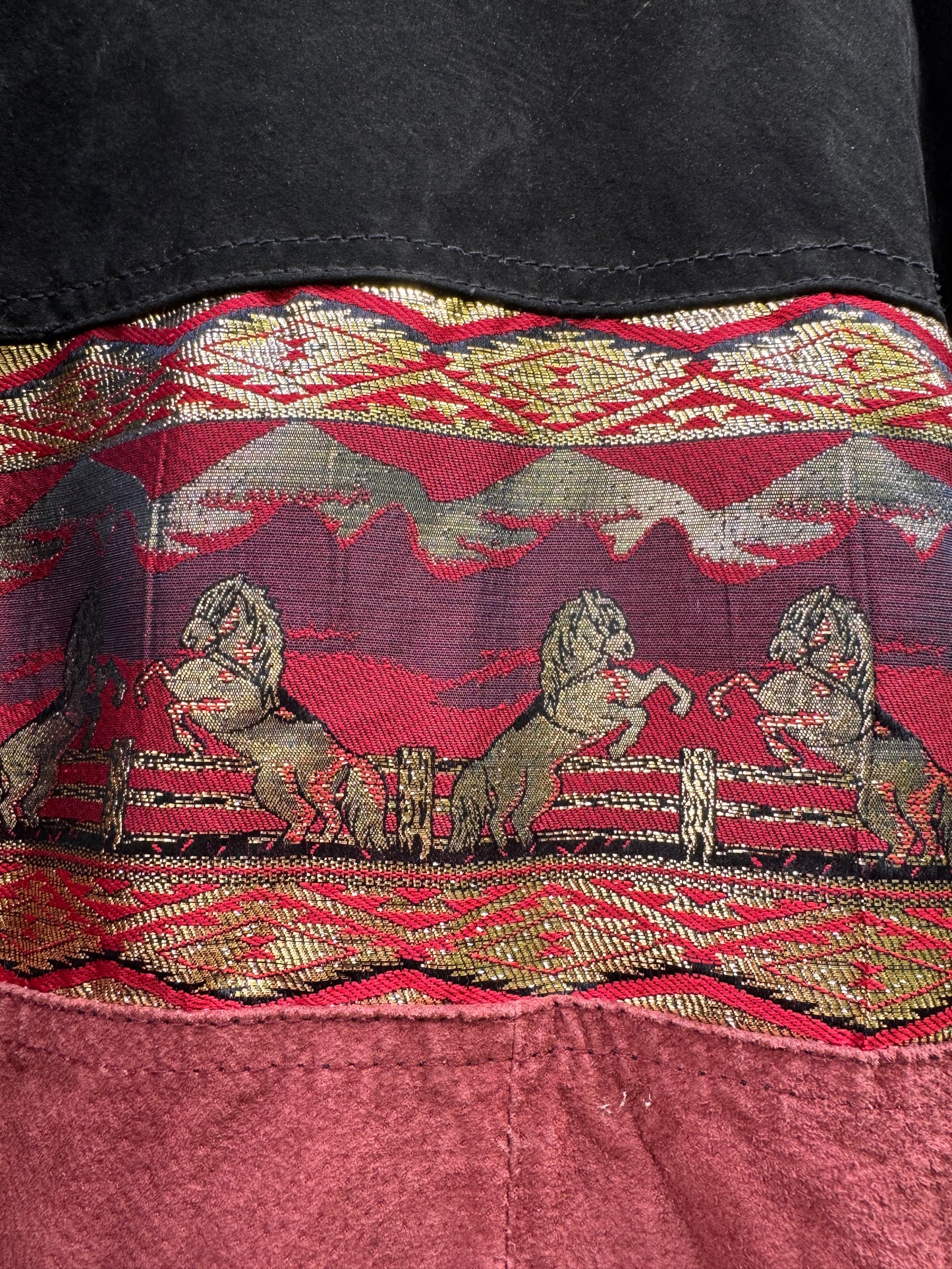 1980s Burgundy Horse Tapestry Suede Jacket