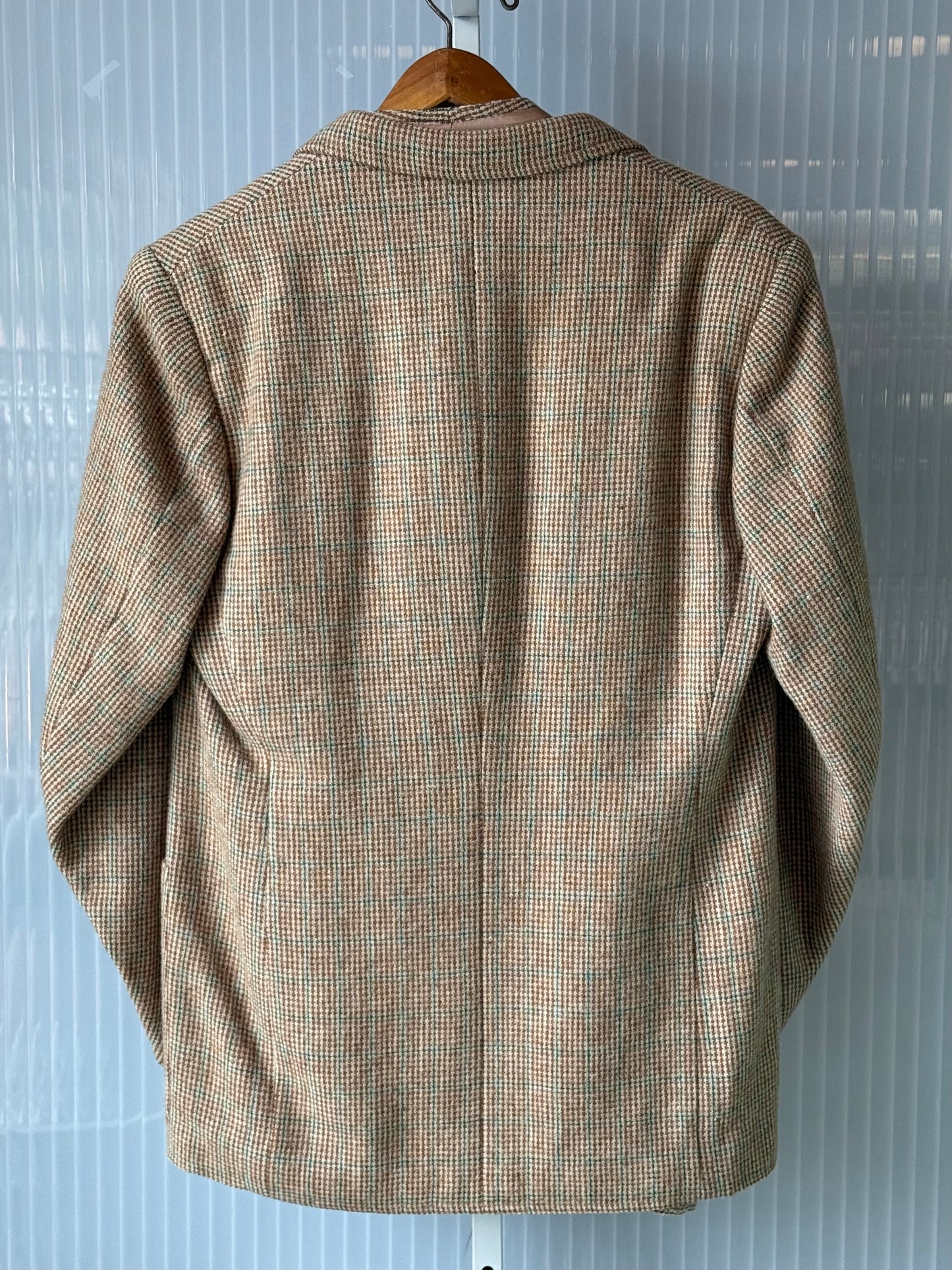 1970s Cream & Green Wool Tweed Suit Set