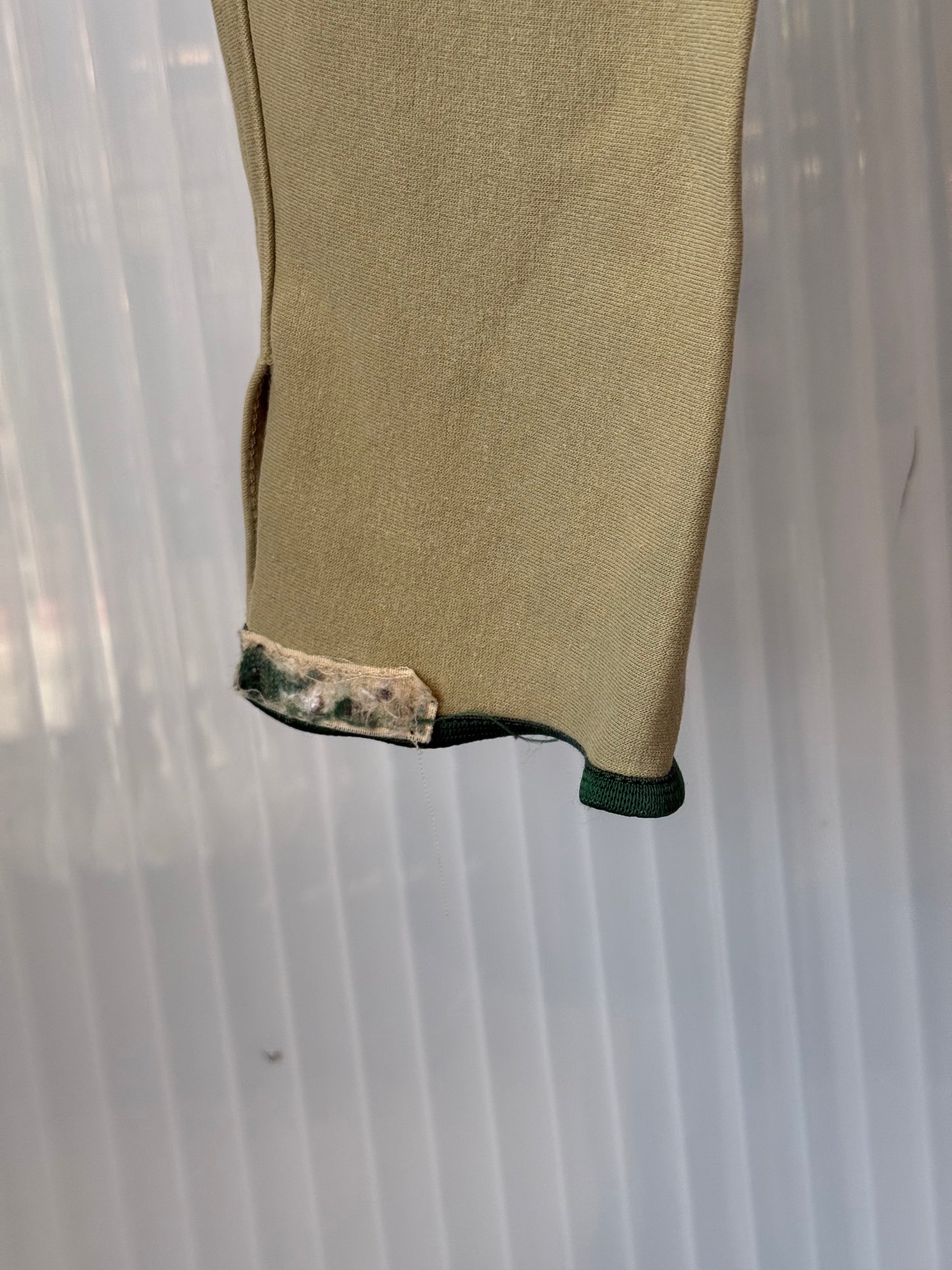 Olive Green Riding Breeches Pants w/ Suede Patches