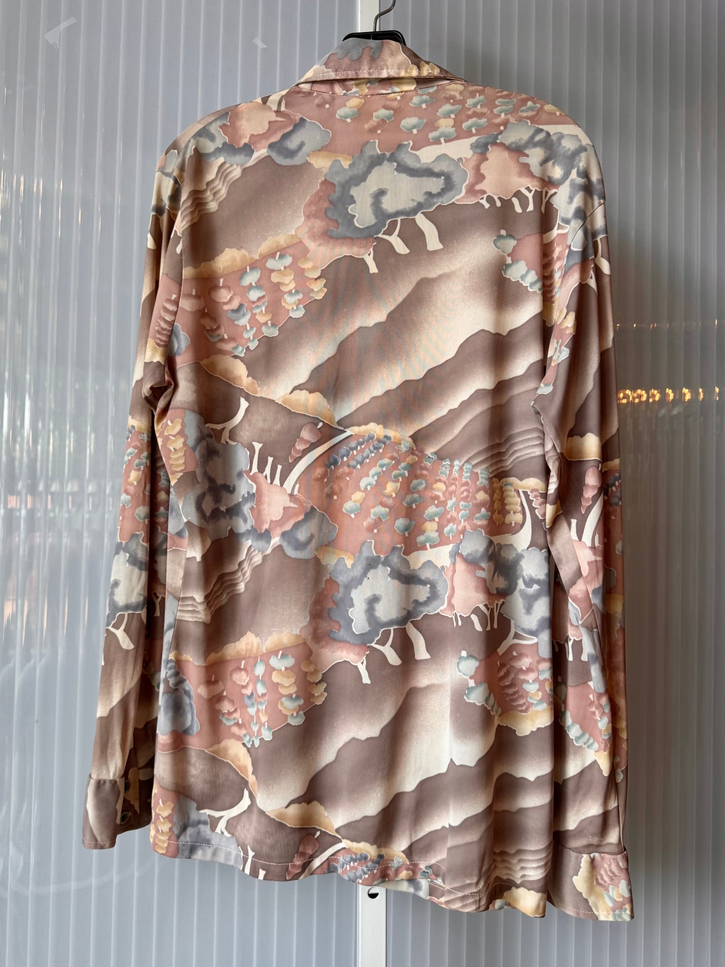 1970s Cream Watercolor Print Button-Up Shirt