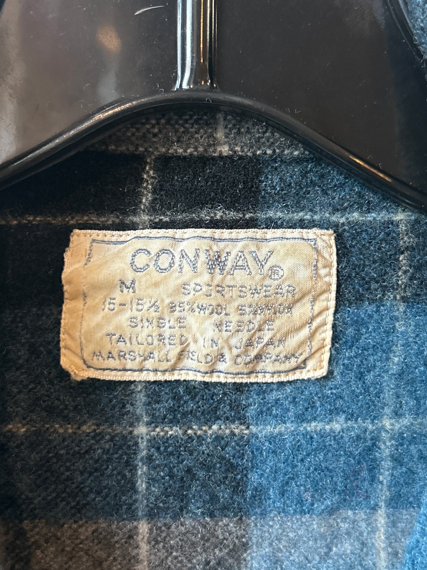 1960s Blue Plaid Long-Sleeve Shirt