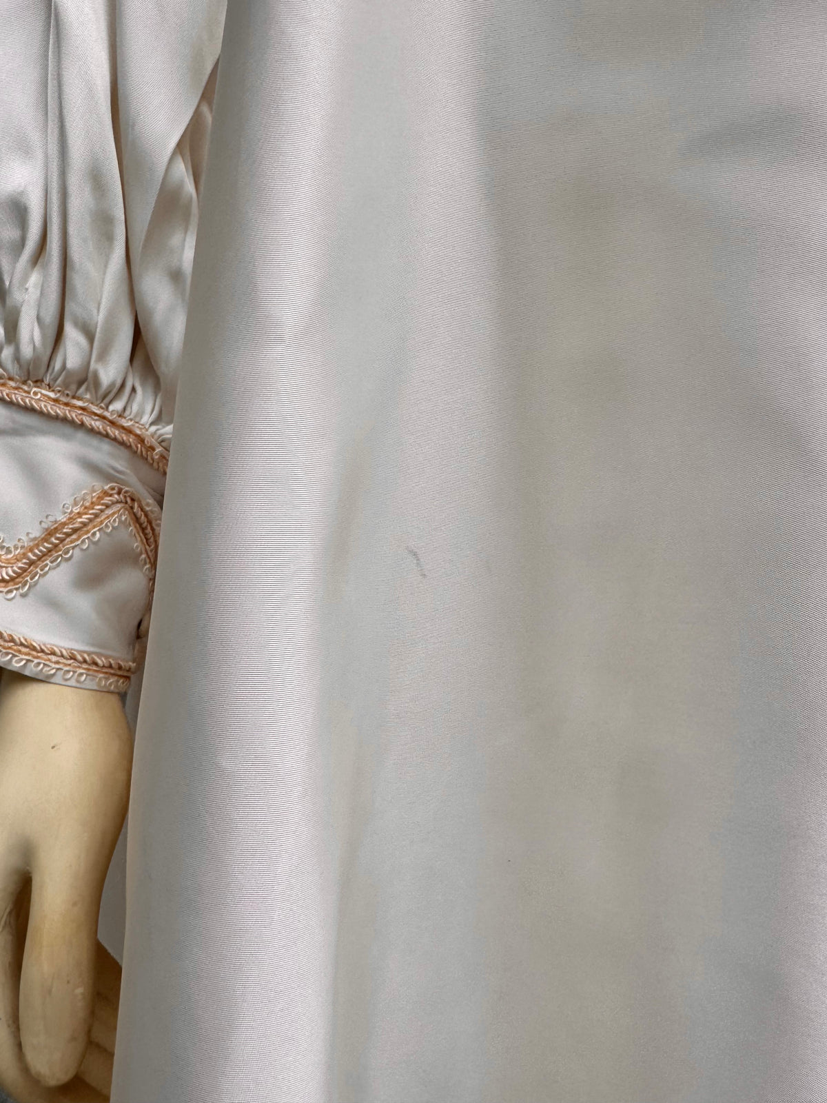 1970s Cream Wedding Dress with Tan Embroidery