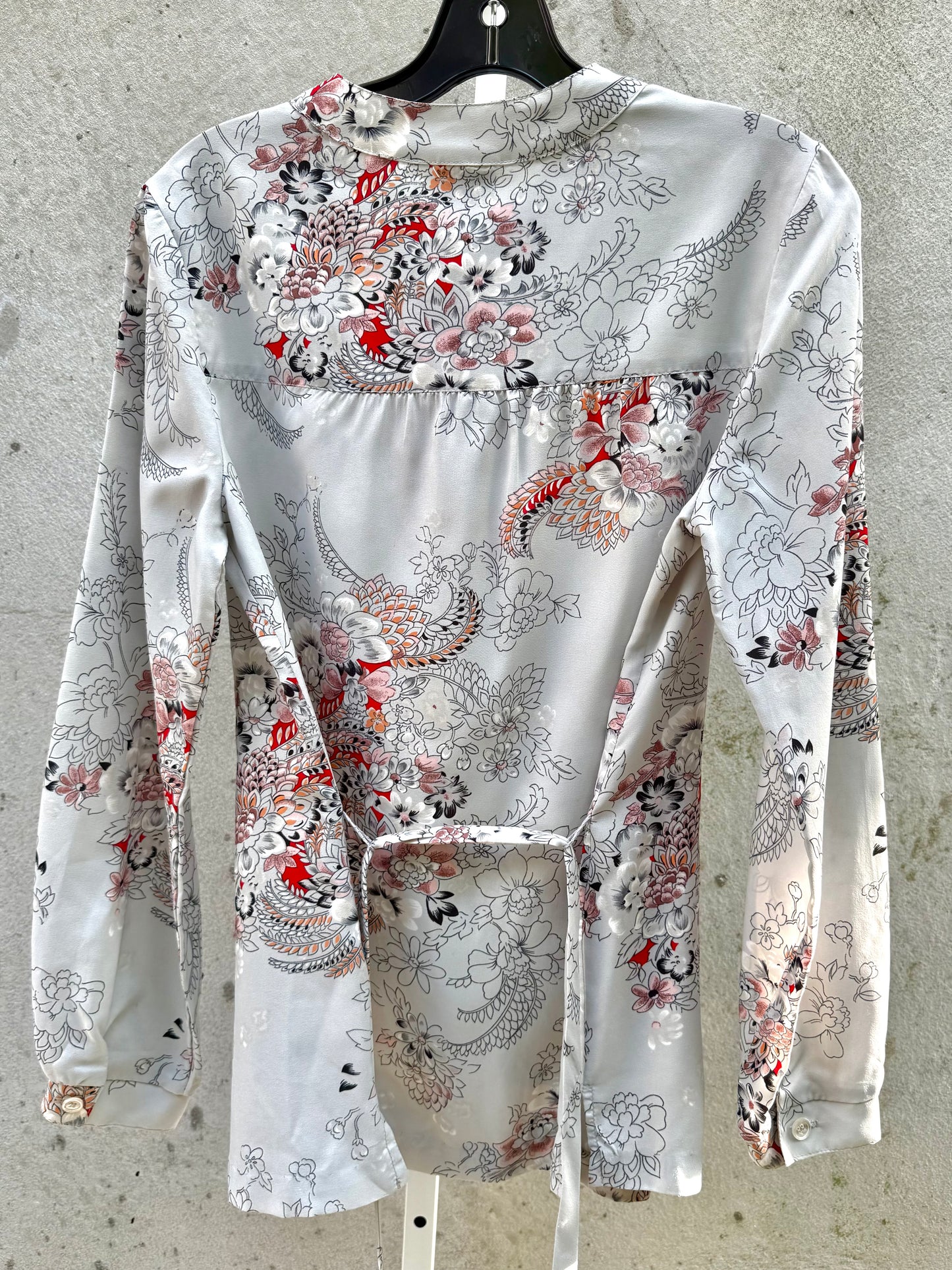 1970s Sears Floral Collarless Button-Front Blouse