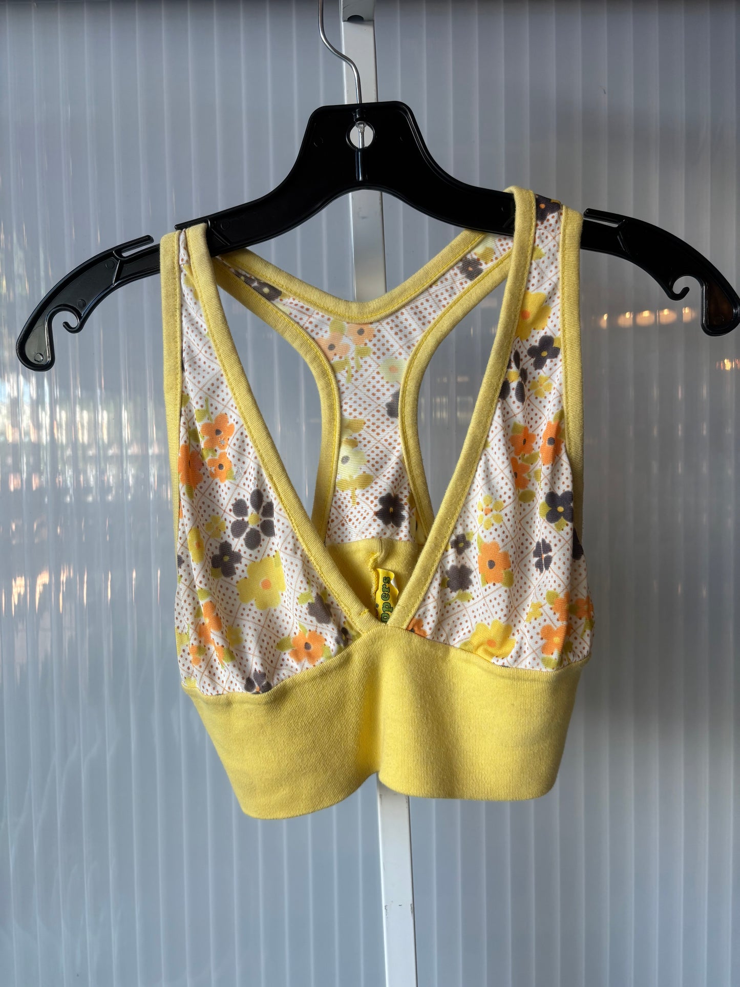 1970s Yellow & White Floral Halter Top