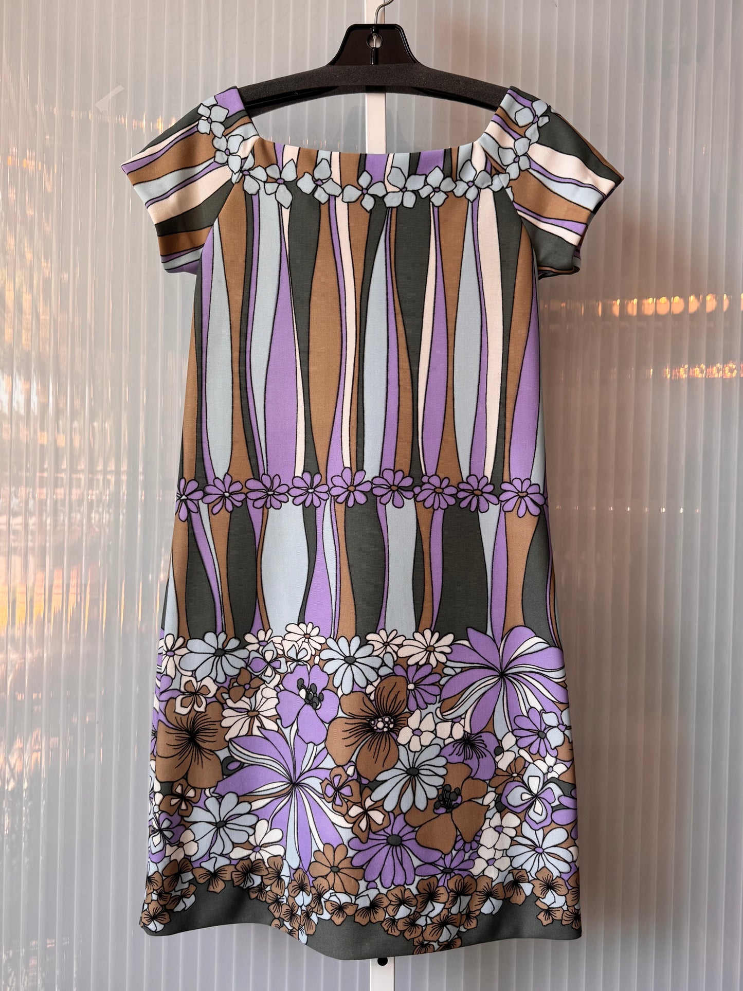 1960s Purple & Blue Floral Shift Dress