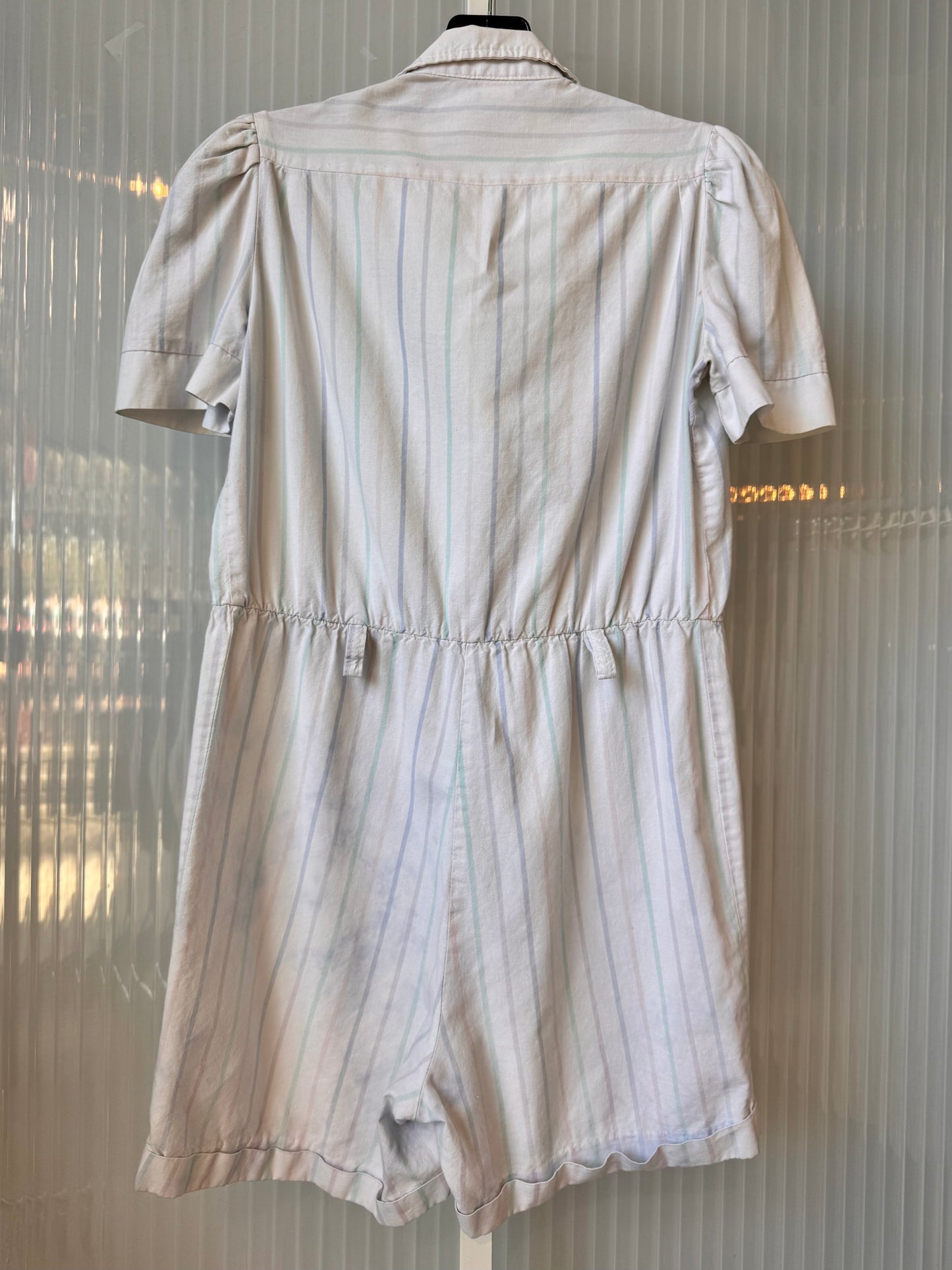 1980s White Romper with Multicolor Stripes