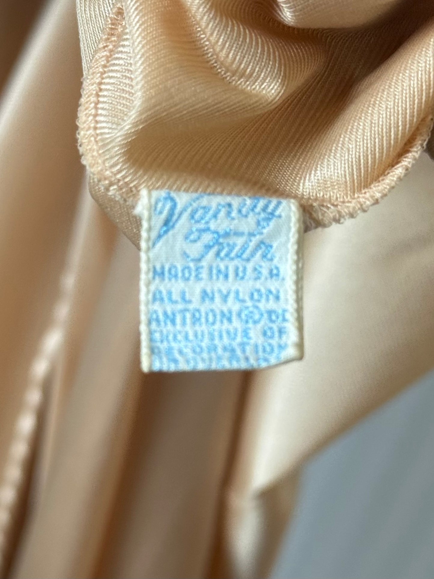 1970s Cream Sleeveless Vanity Fair Slip Gown