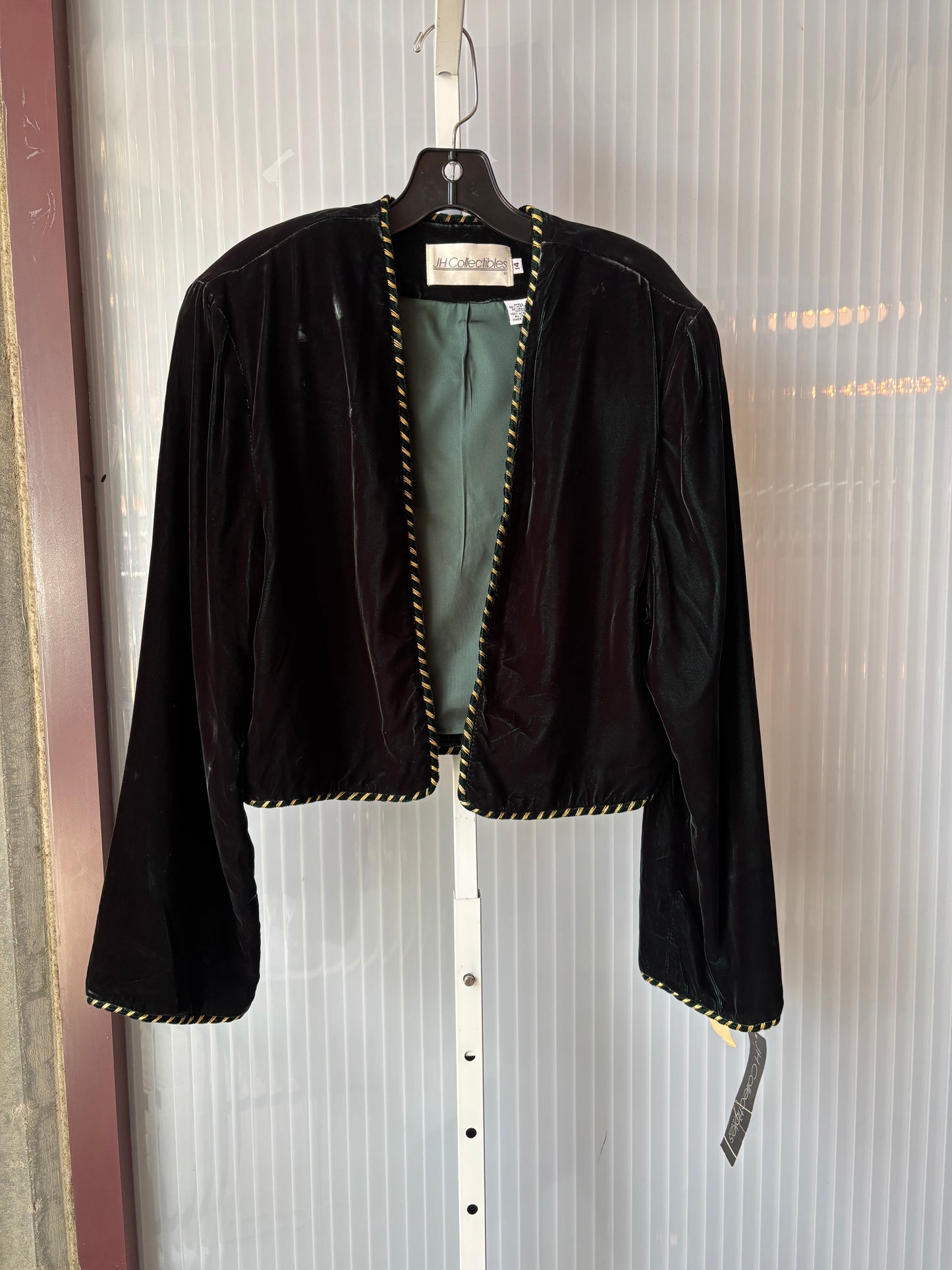 1980s Dark Green Velvet Jacket & Pants Set w/ Gold Detail