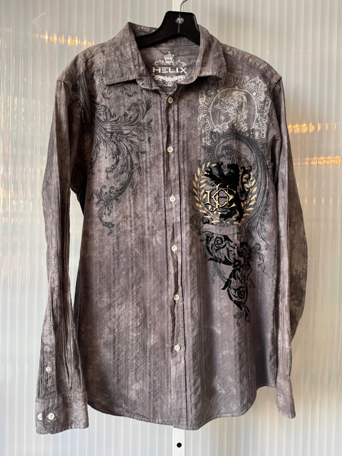 Y2K Grunge Gray Button-Up Shirt