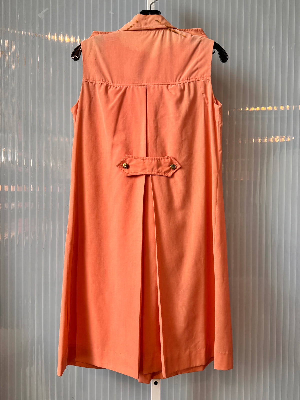 1960s Peach Double-Breasted Shift Dress