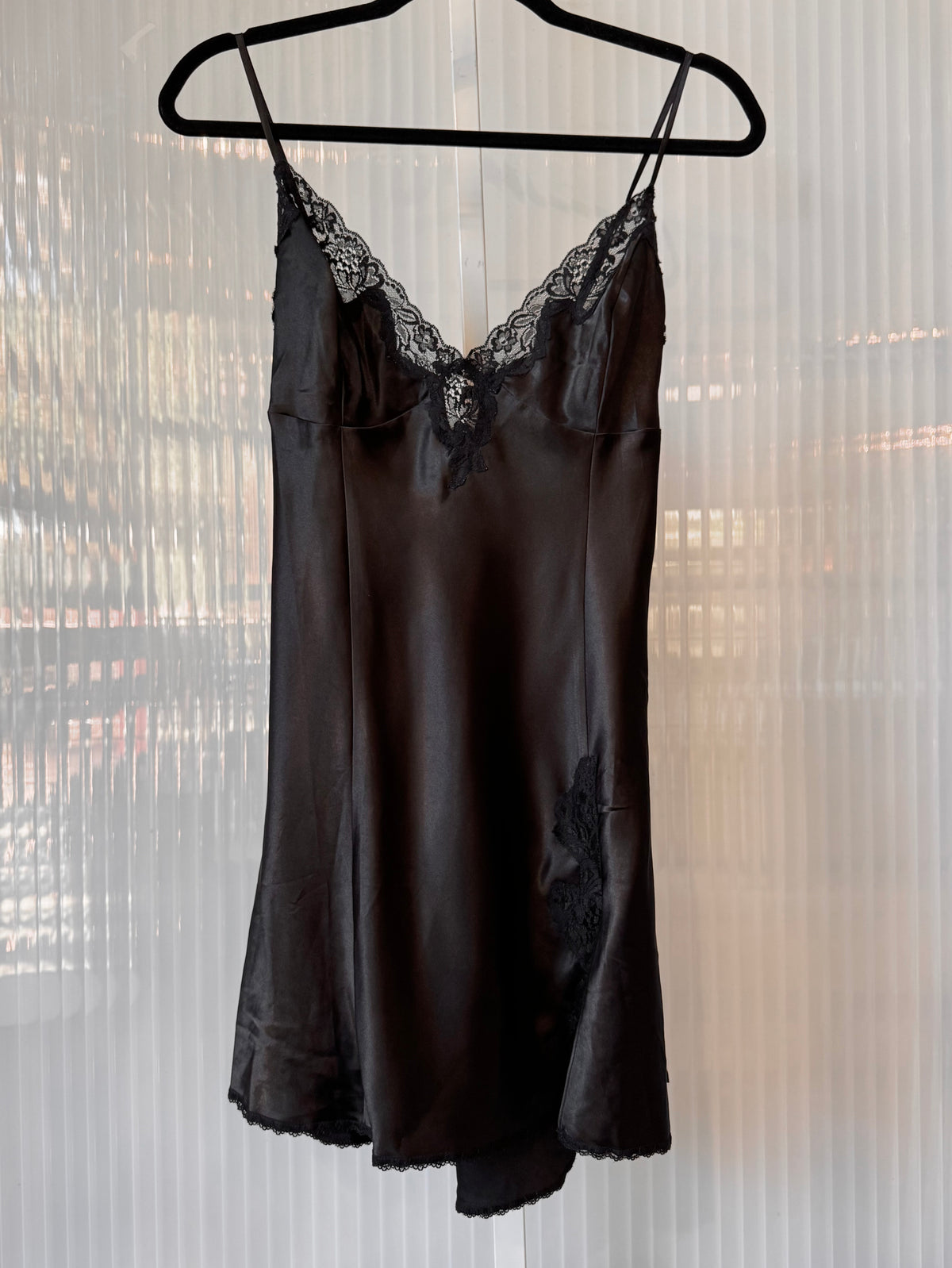 Y2K Black Satin Slip