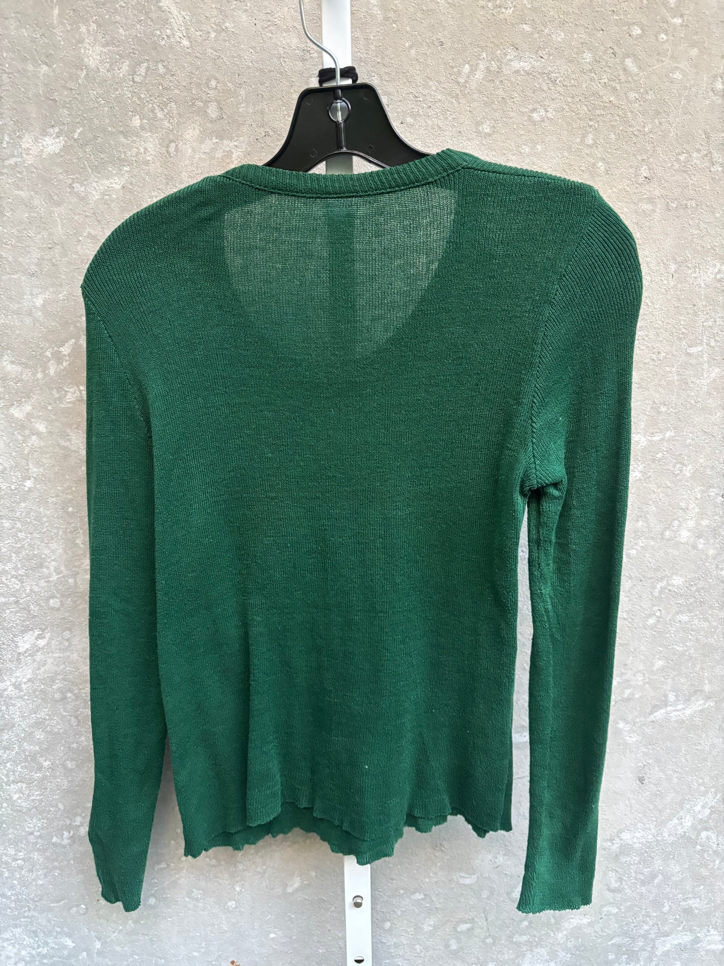 1970s Green Rib Knit Rhinestone Sweater