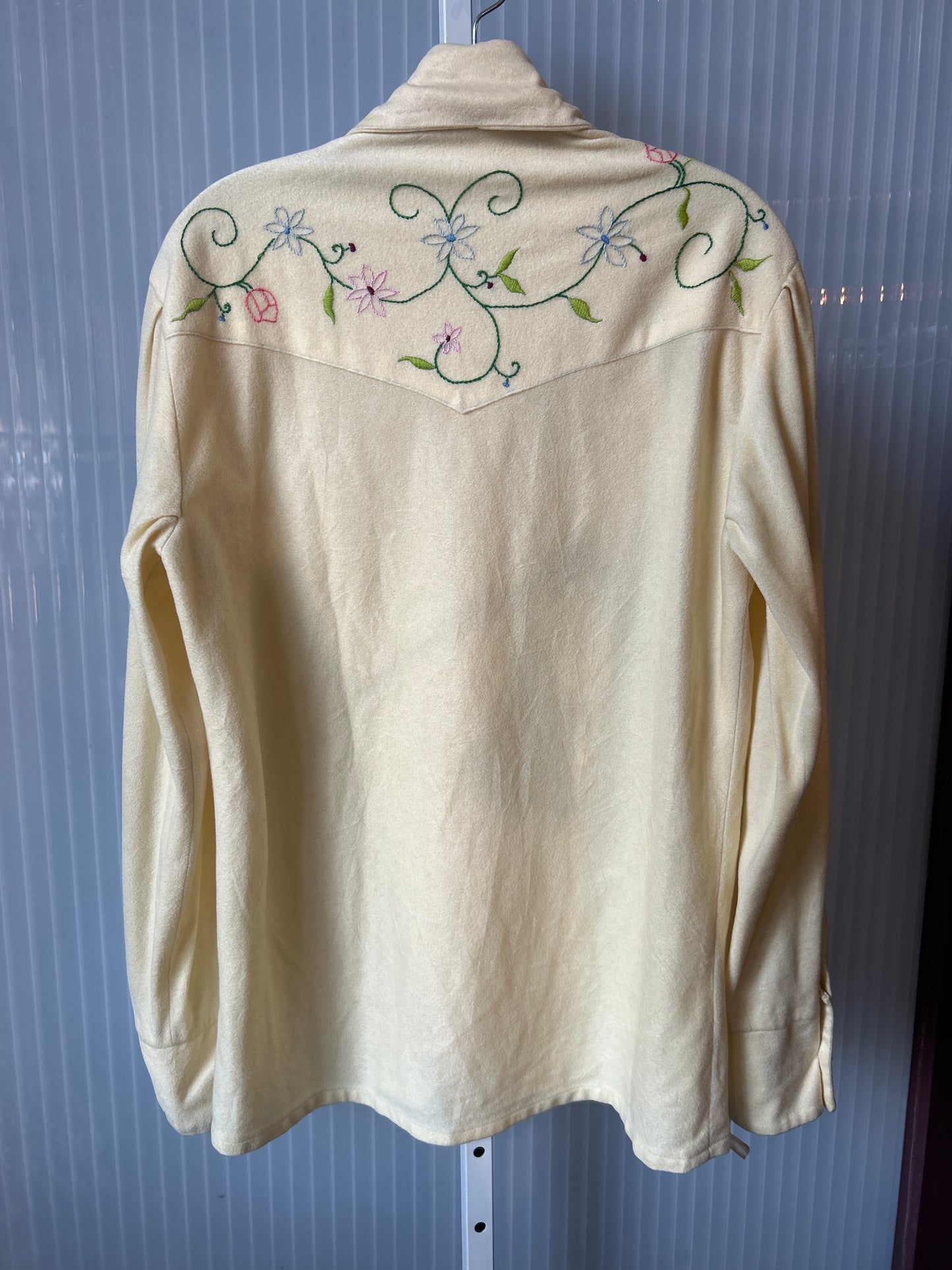 1970s Light Yellow Floral Western Shirt