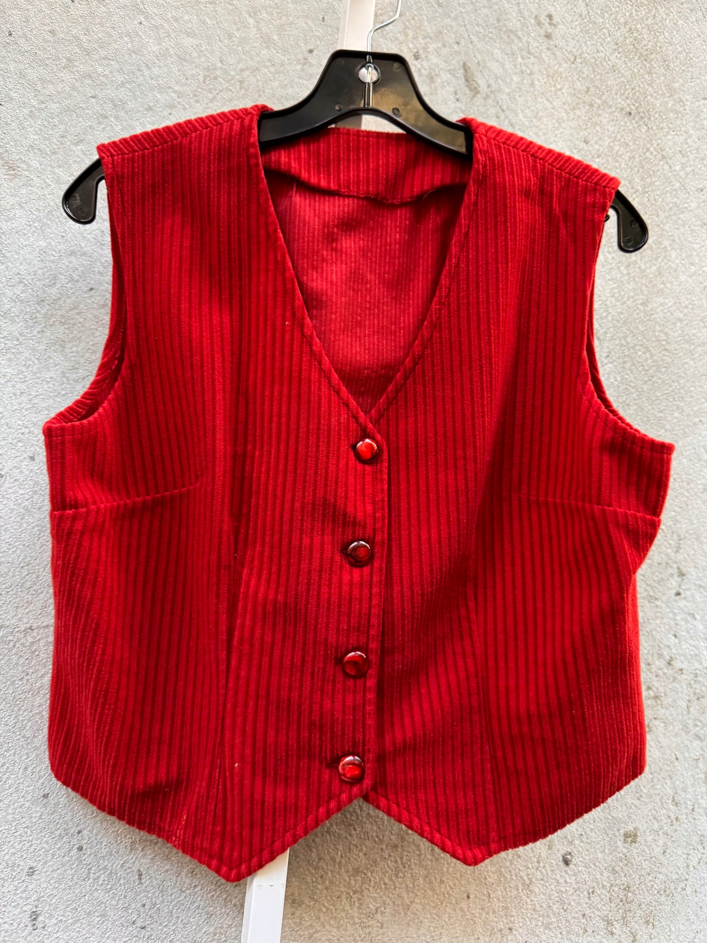 1970s Red Orange Velvety Corduroy Jacket Vest & Pants Set