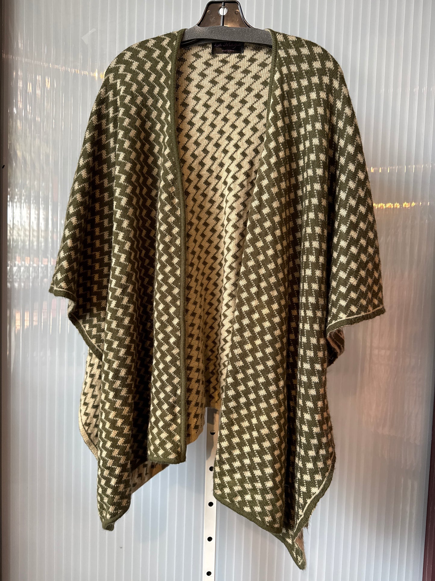 Green Stretch Knit Shawl Wrap Poncho