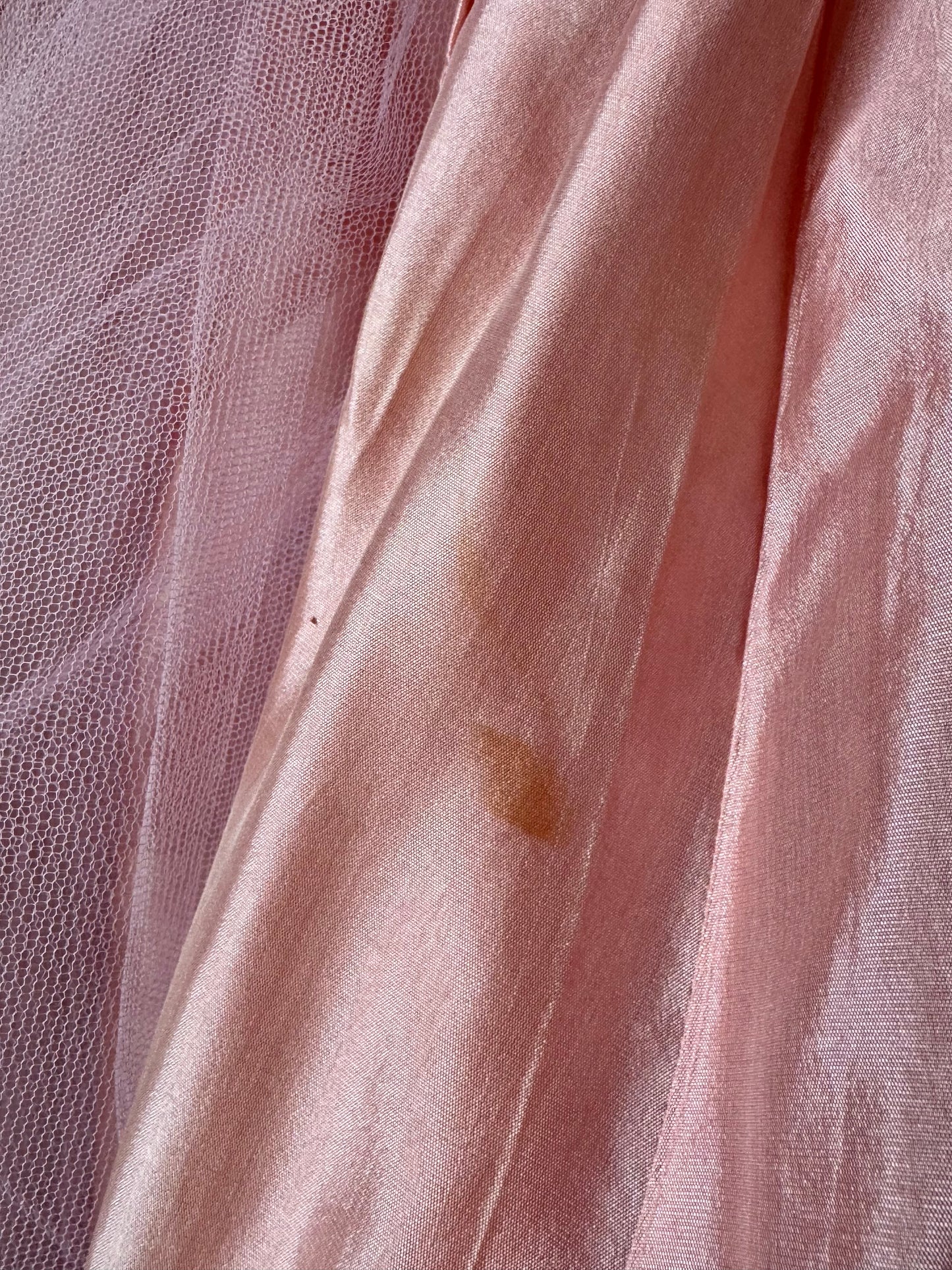 1960s Bubblegum Pink Satin & Tulle Bouffant Formal Dress
