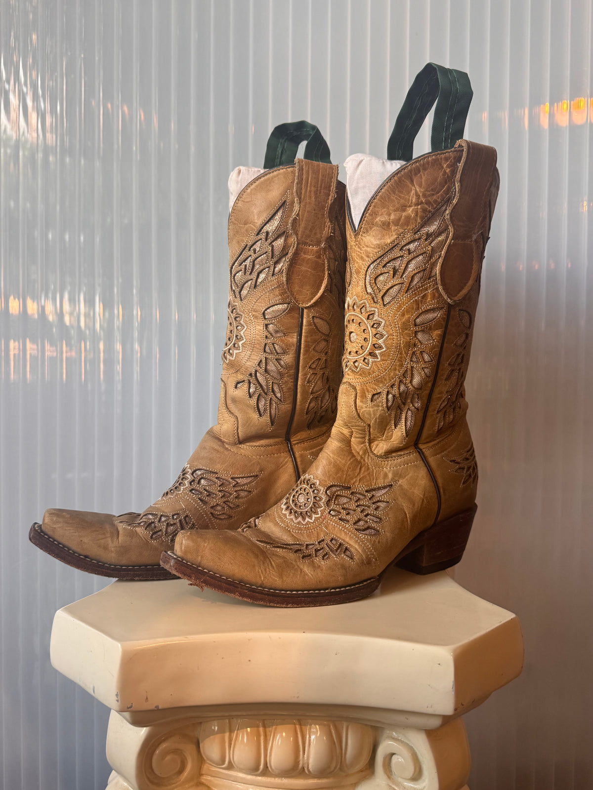Light Brown Leather Western Boots