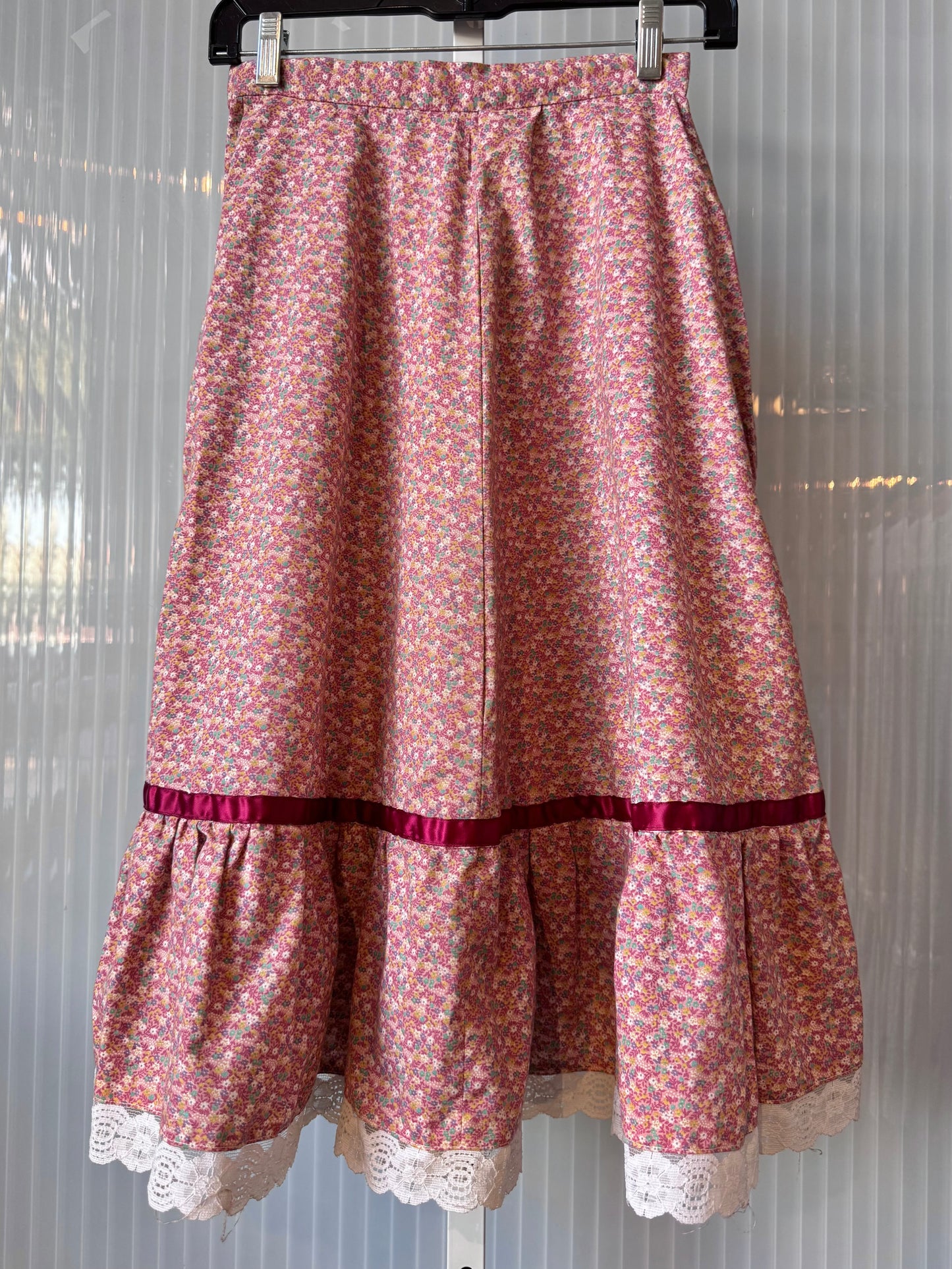 Burgundy Floral Prairie Skirt