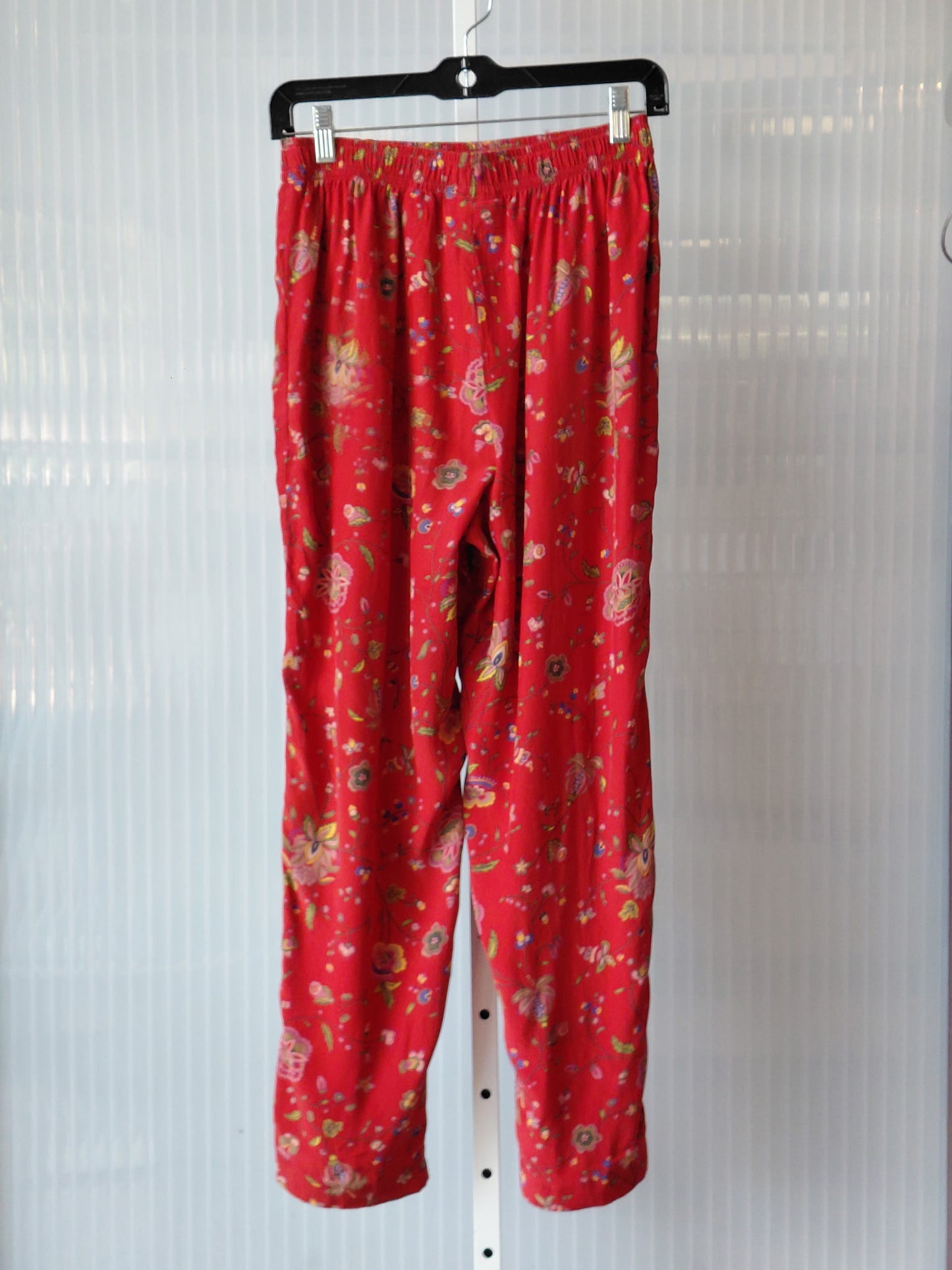 1990s Red Floral 100% Silk Lounge Set