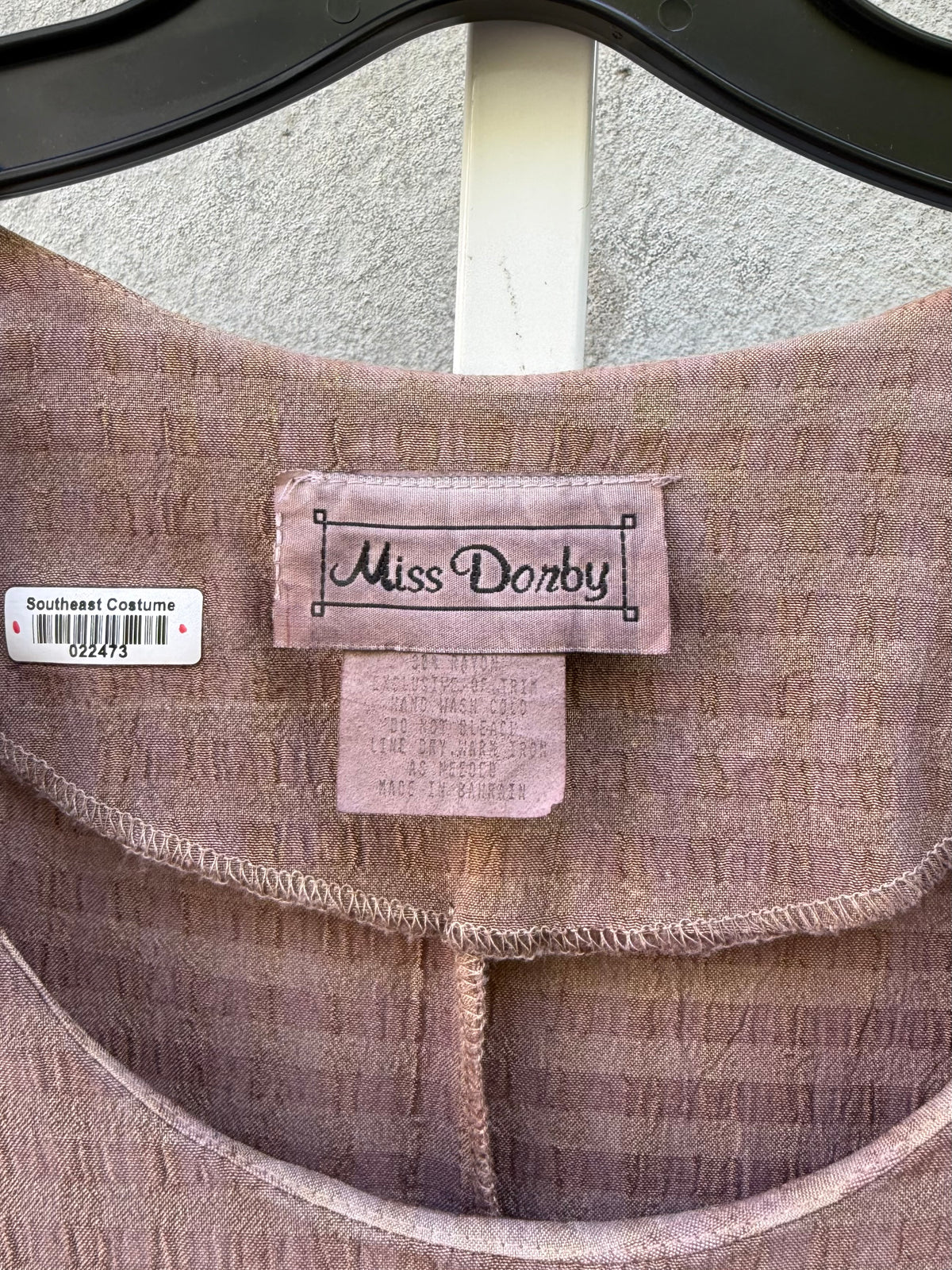 1970s Taupe Striped Pleated Dress with Abalone Buttons