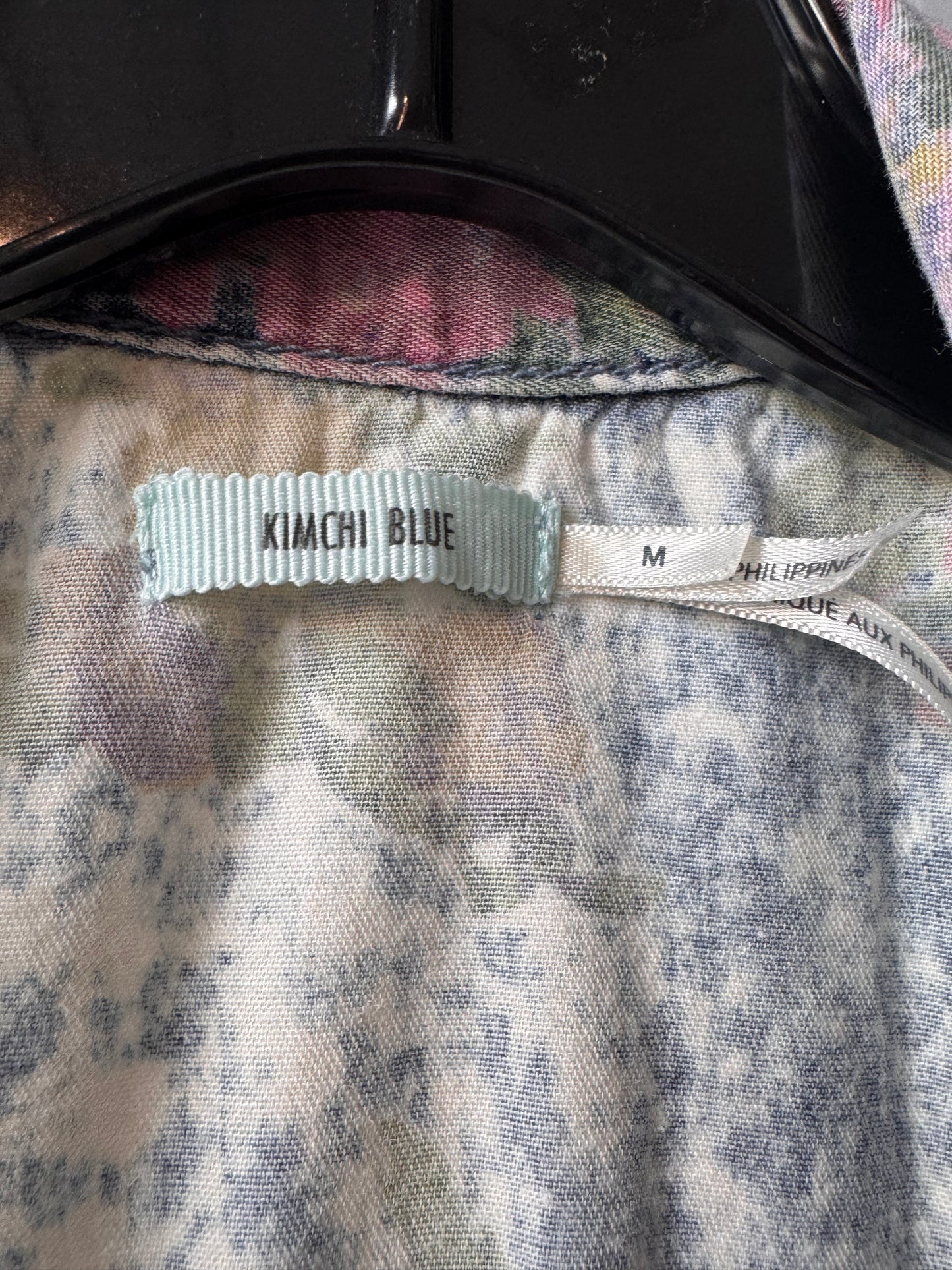 2010s does 1980s Floral Print Cropped Denim Shirt