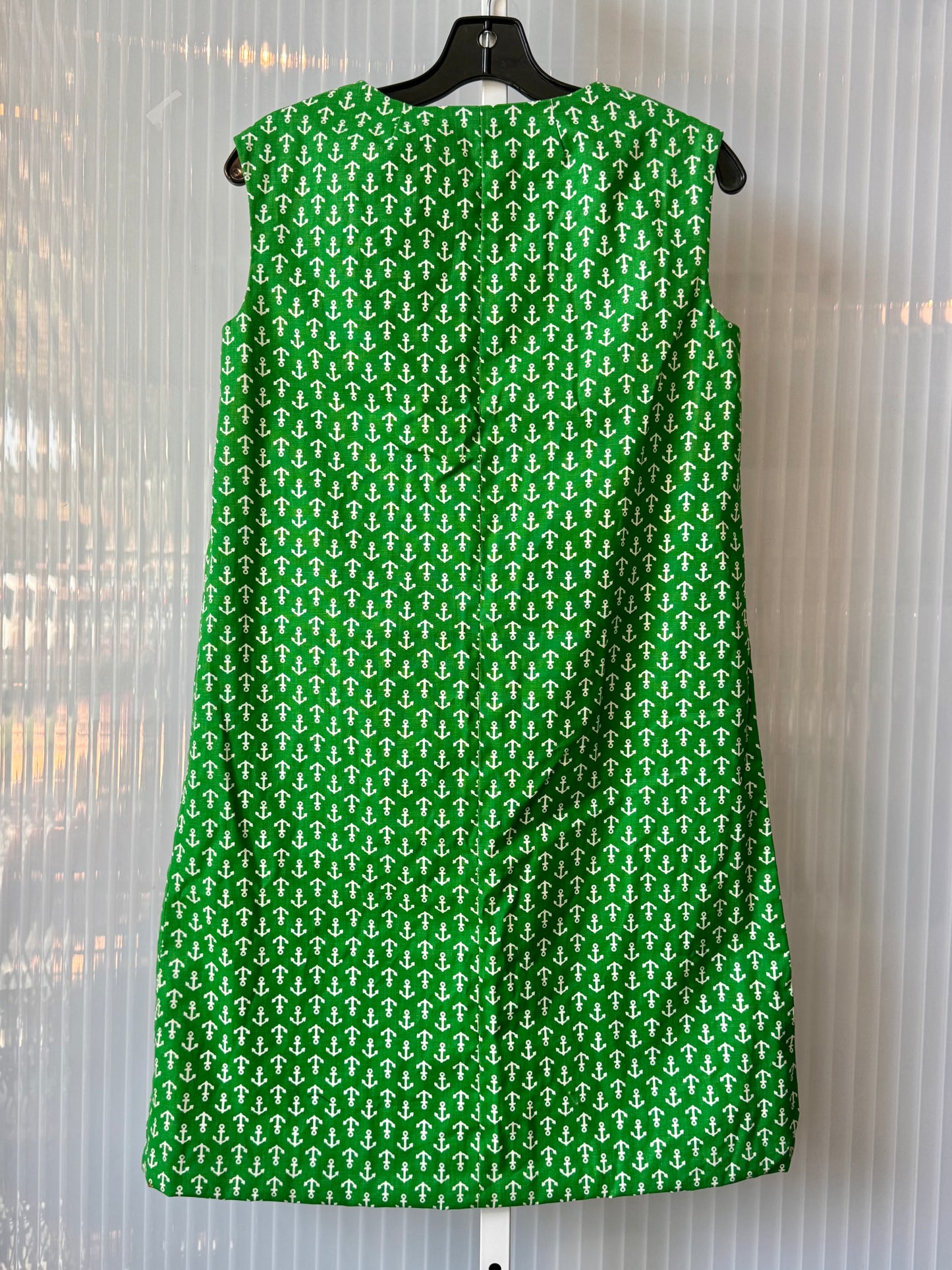 1970s Green & White Anchor Print Shift Dress