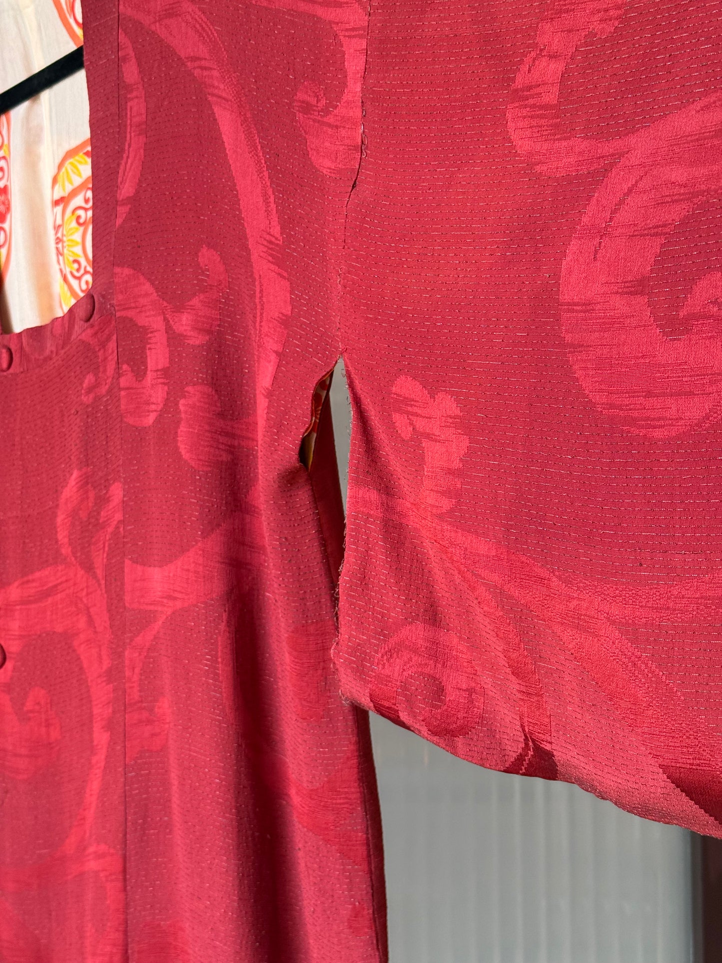 Deep Red Haori w/ Cream & Orange Lining