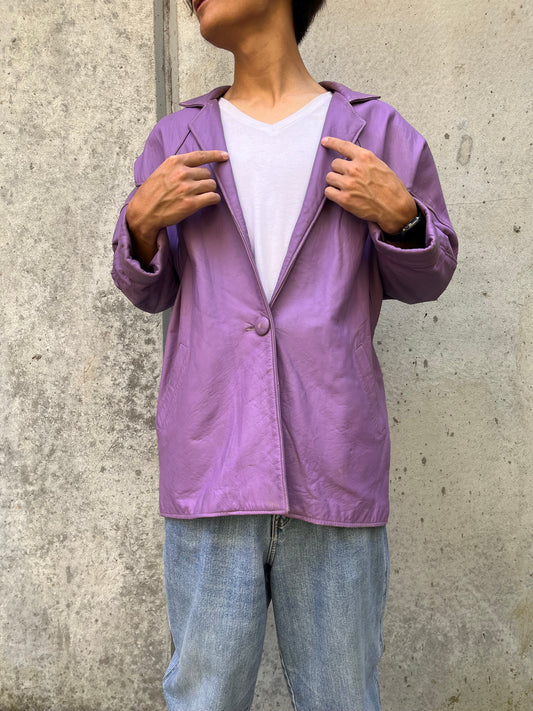 1980s Dzenutis Purple Leather Jacket