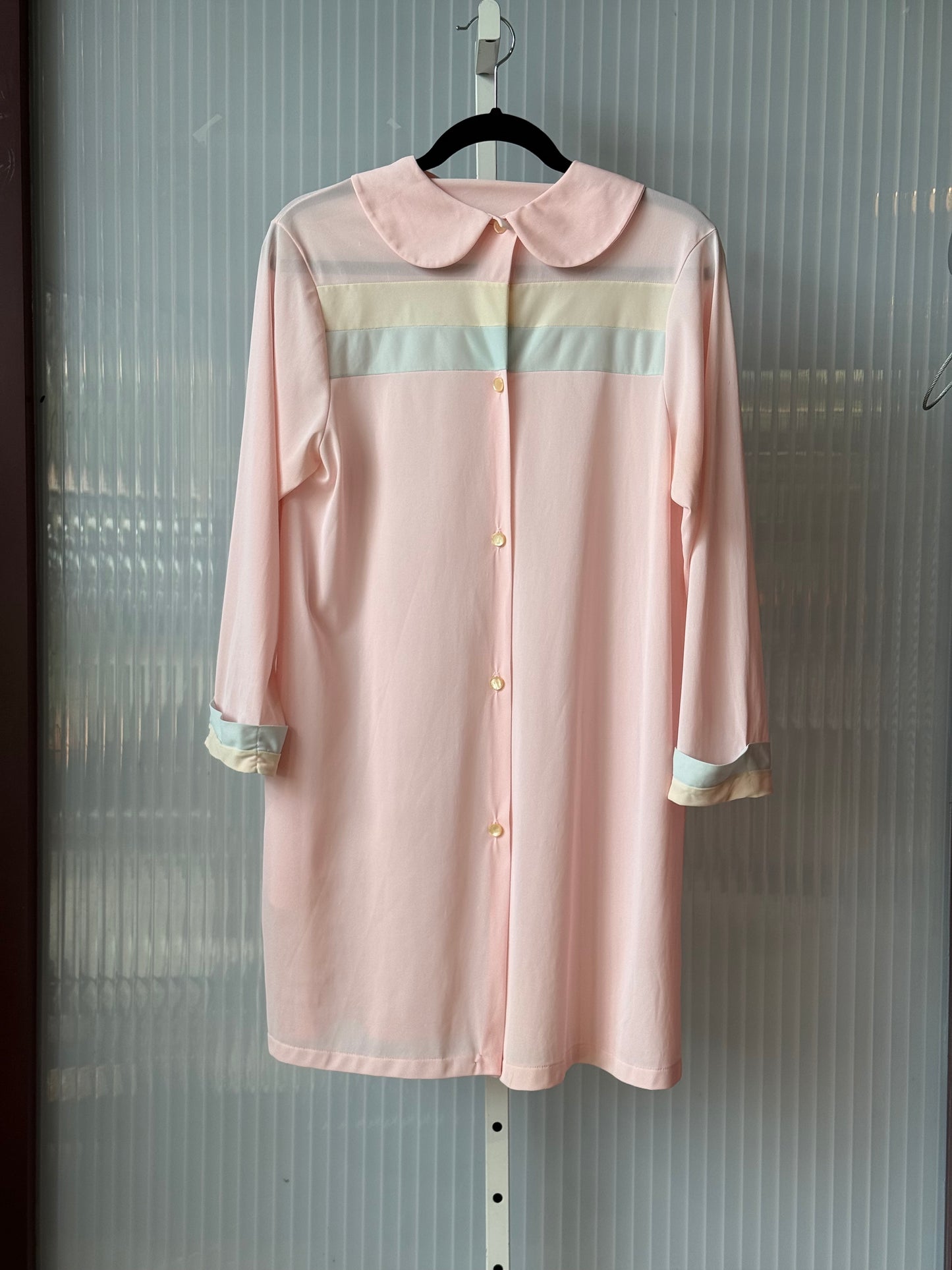 1960s Pink Peter Pan Collar Long Pajama Shirt