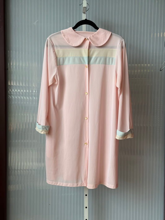 1960s Pink Peter Pan Collar Long Pajama Shirt