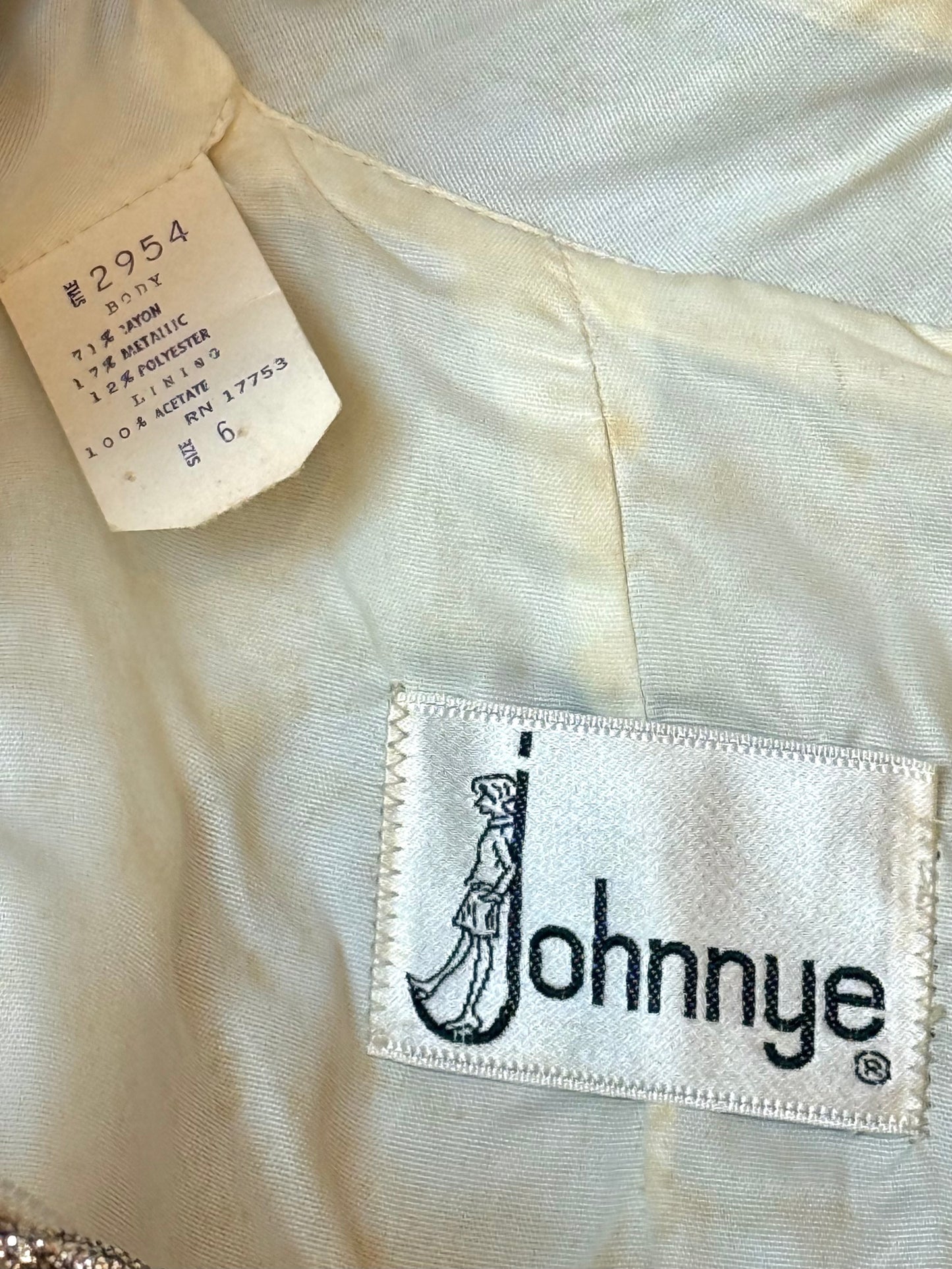 1960s Sparkling Gold High-Collar Shift Dress