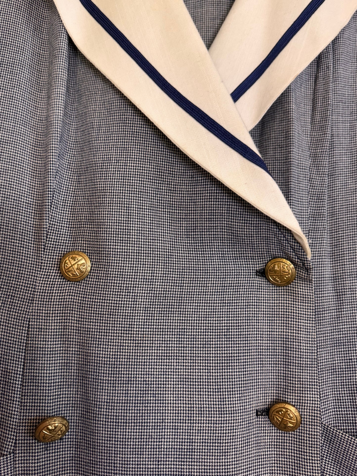 1980s Gray Houndstooth Sailor Dress