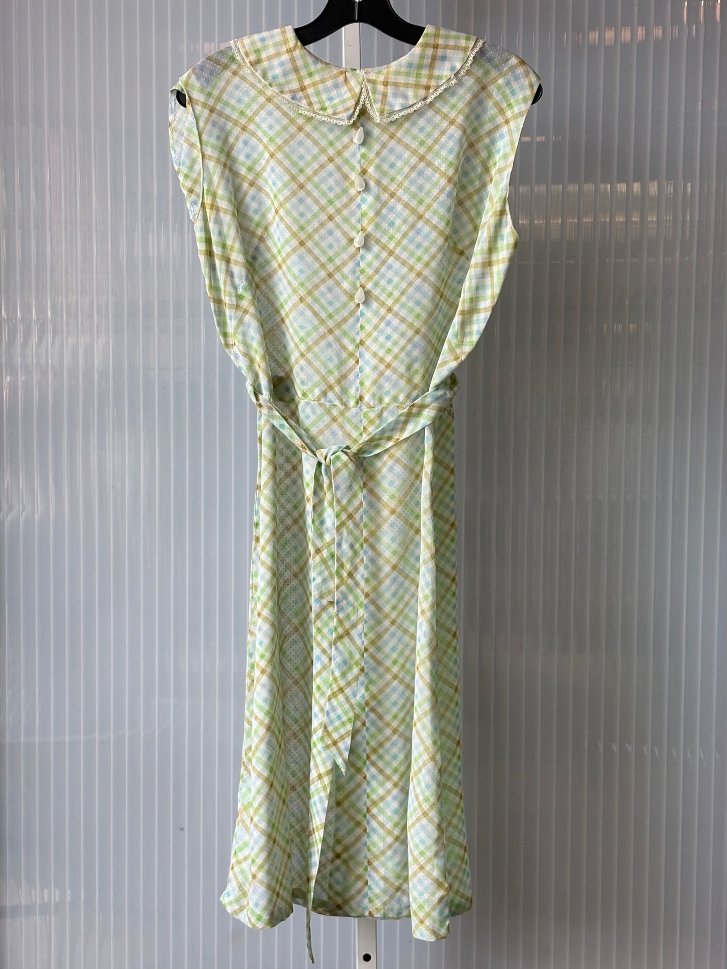 1950s/60s Green Checked Shirtwaist Dress