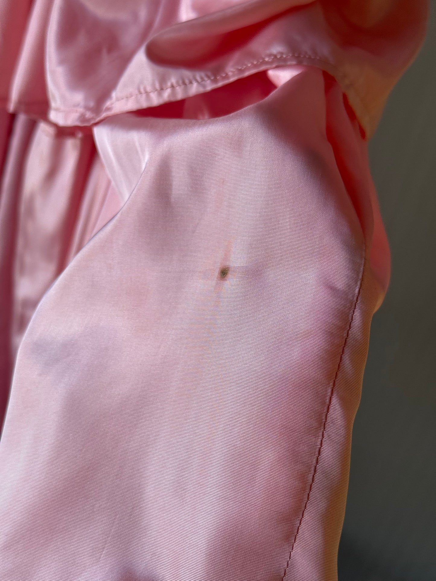1980s Blush Pink Satin Gown w/ Pleated Layers