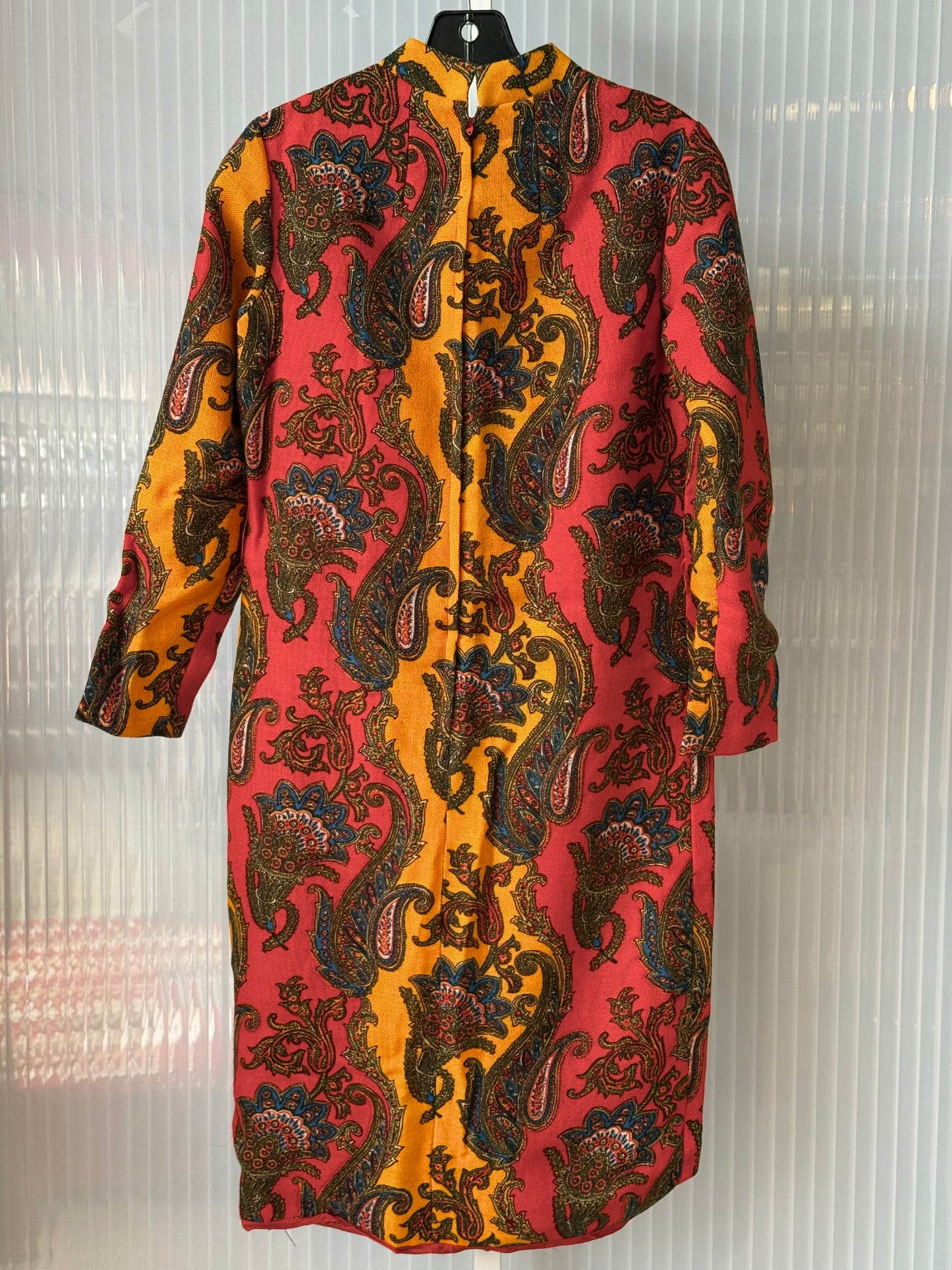 1960s Red & Orange Paisley Print Wool Dress