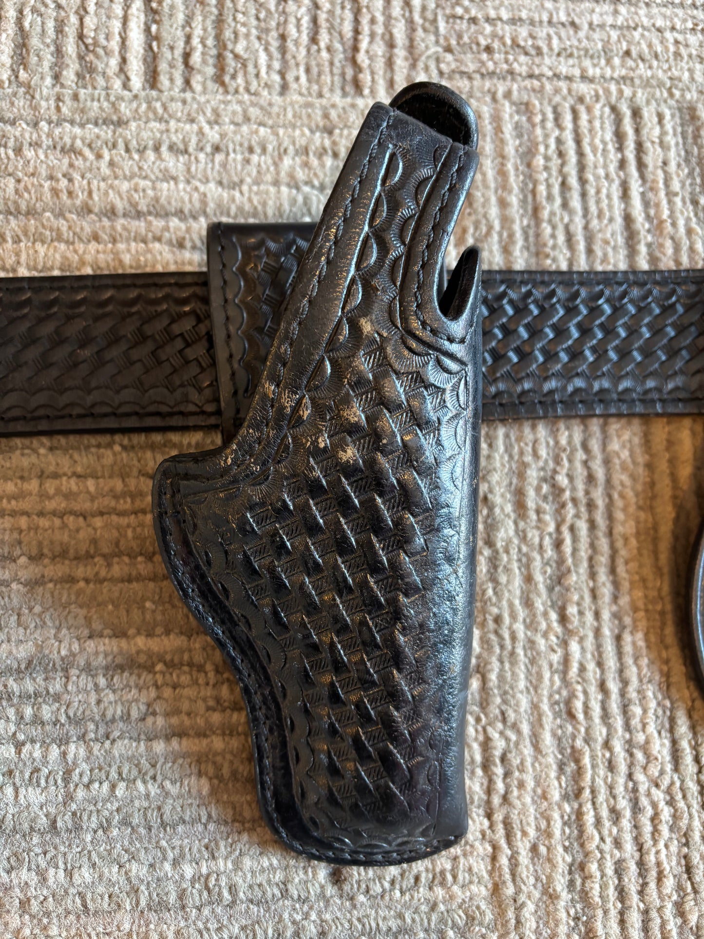 Authentic Black Leather Police Officers Belt w/ Accessories