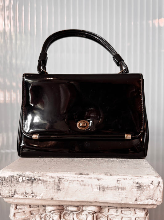 1950s Black Patent Leather Purse