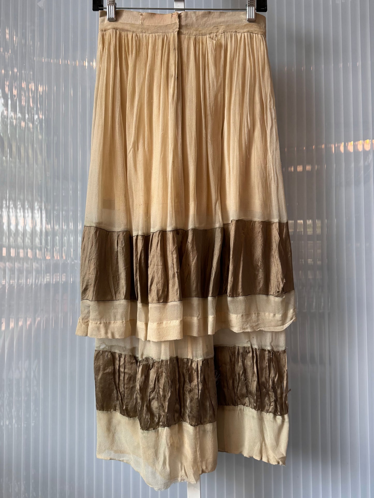 1930s Cream & Taupe Layered Skirt