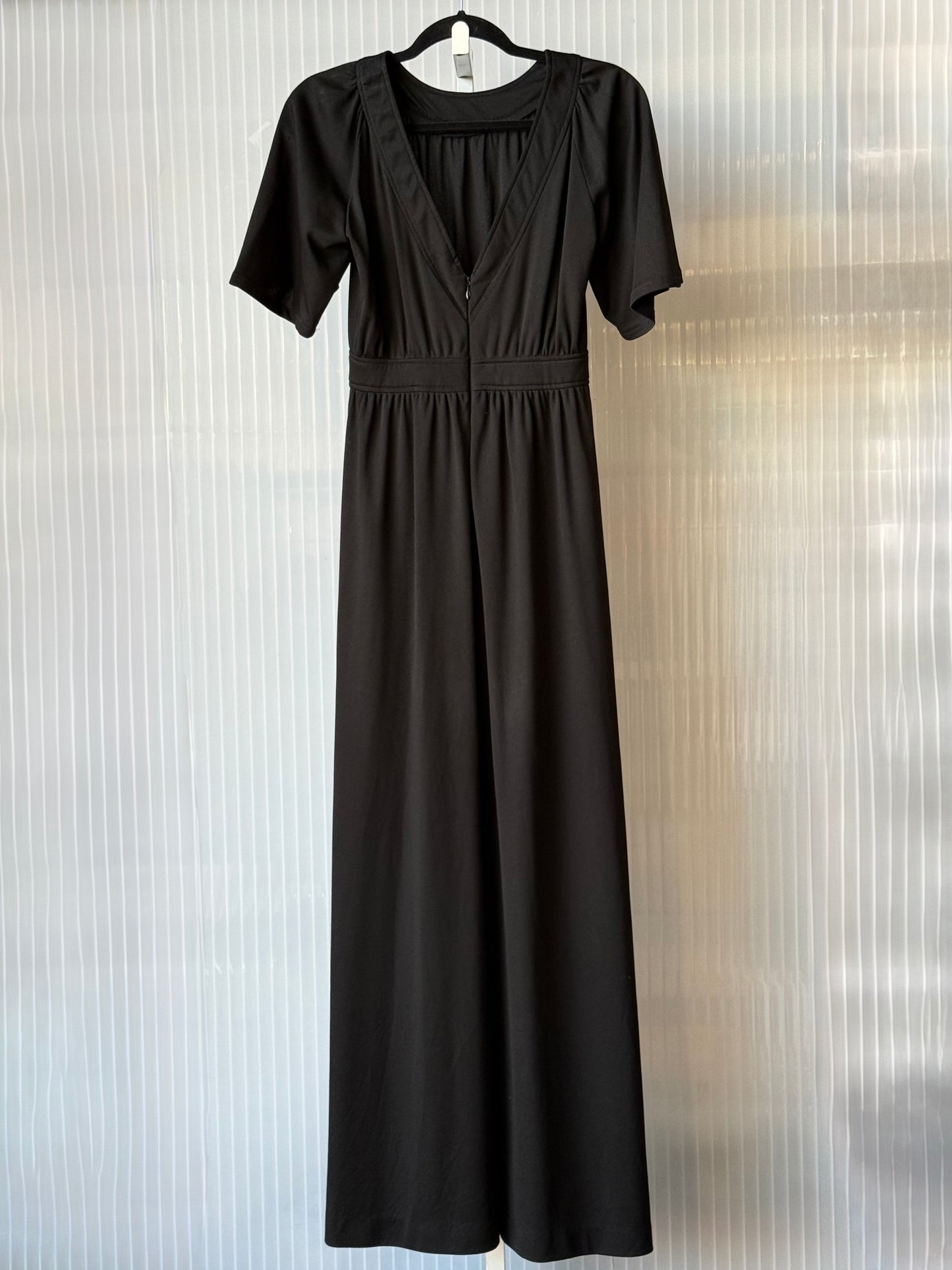 1970s Black Empire Waist Maxi Dress