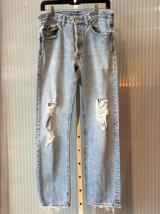 Levi’s 501 Distressed Blue Denim Jeans