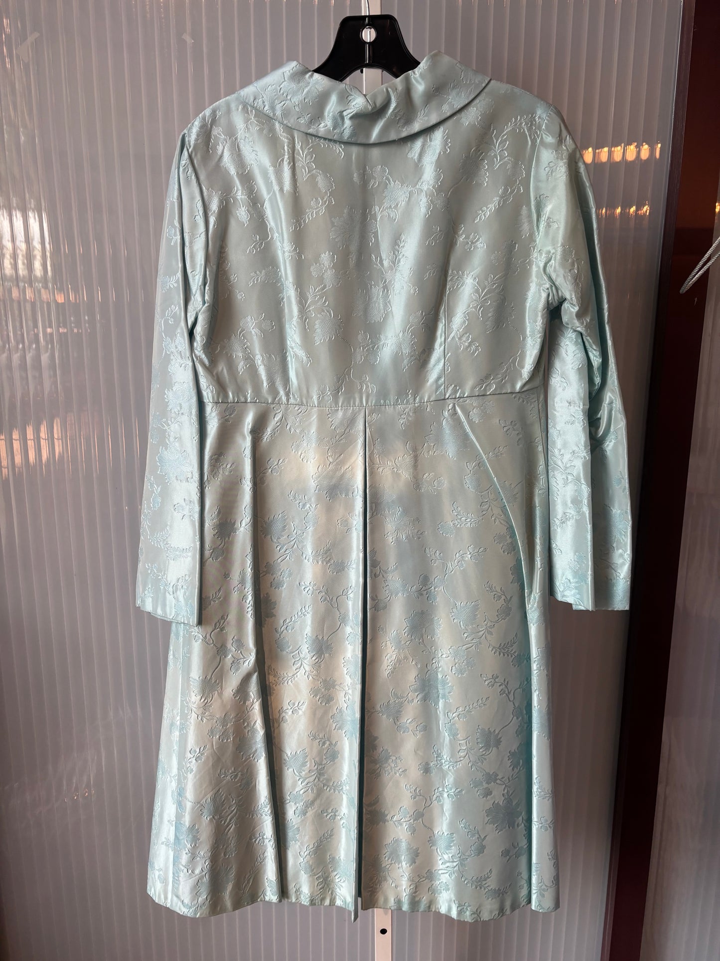 1960s Robin Egg Blue Jacquard 2-Piece Dress & Coat