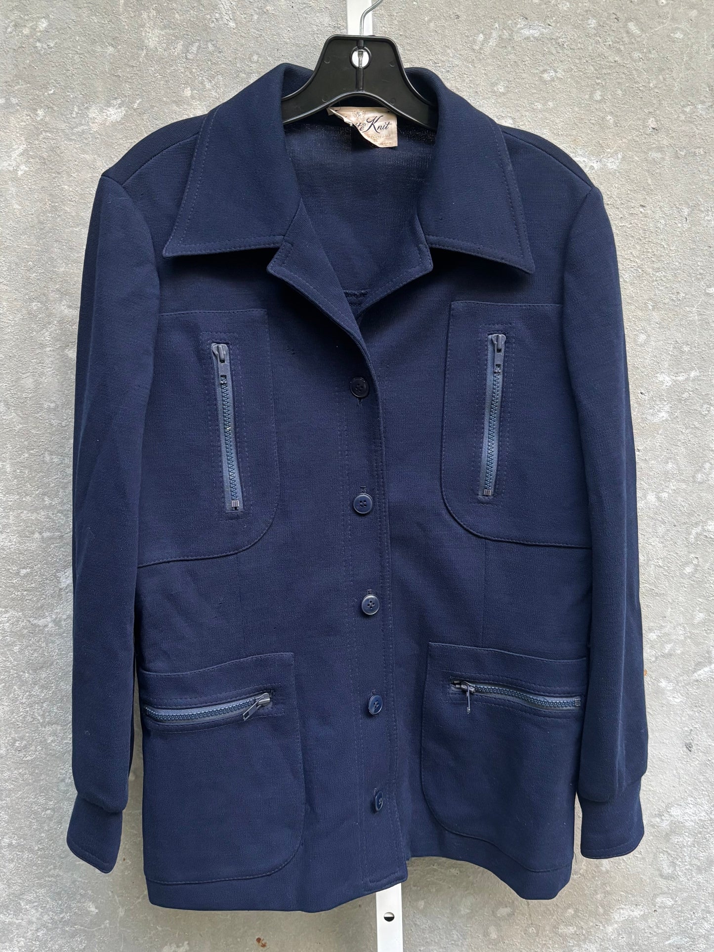 1960s Navy Button Up Shirt with Utility Pockets