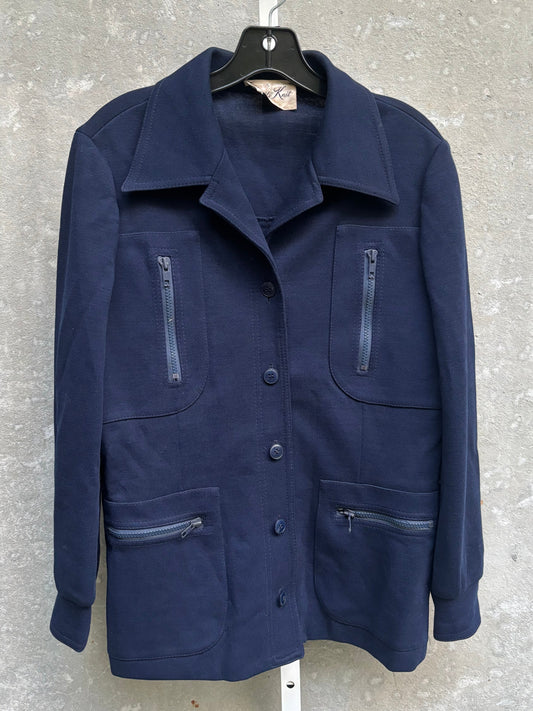 1960s Navy Button Up Shirt with Utility Pockets